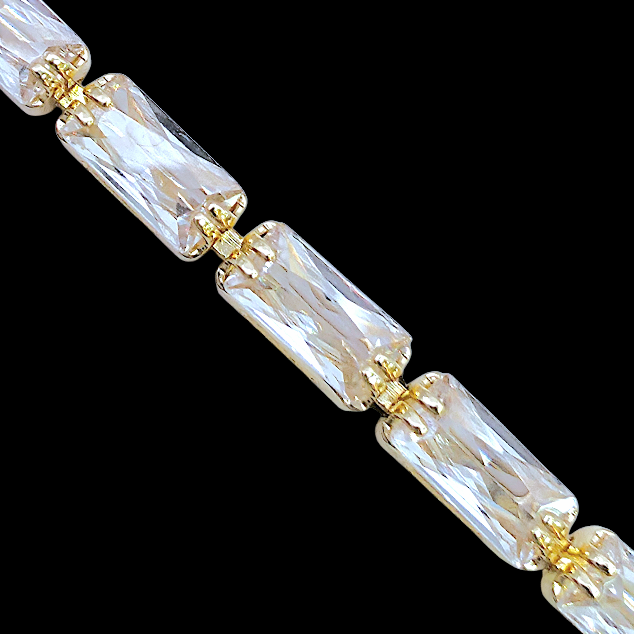 Oro Laminado Gold Filled Princess Cut CZ Tennis Bracelet