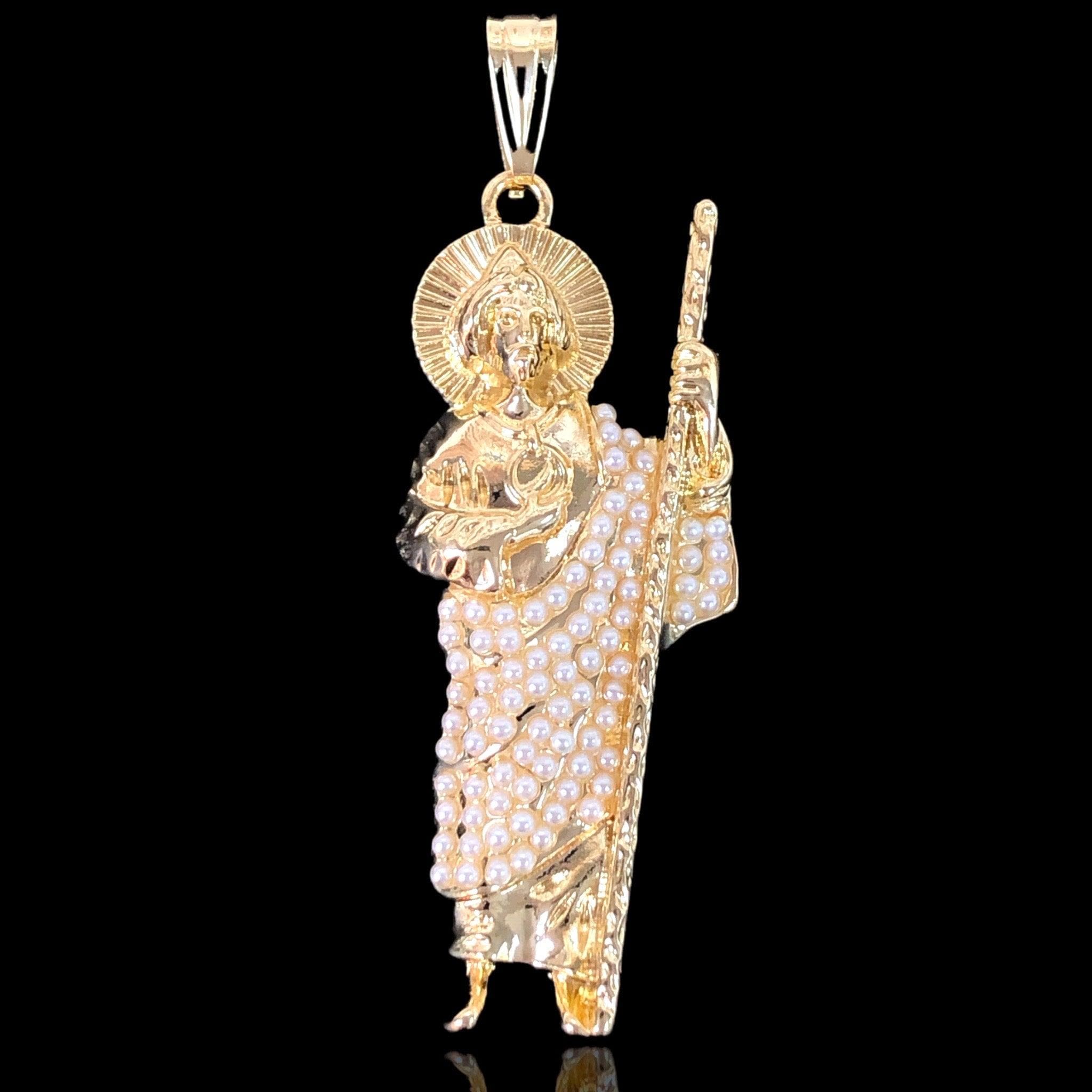 Oro Laminado Gold Filled Pure Pearl San Judas Pendant
