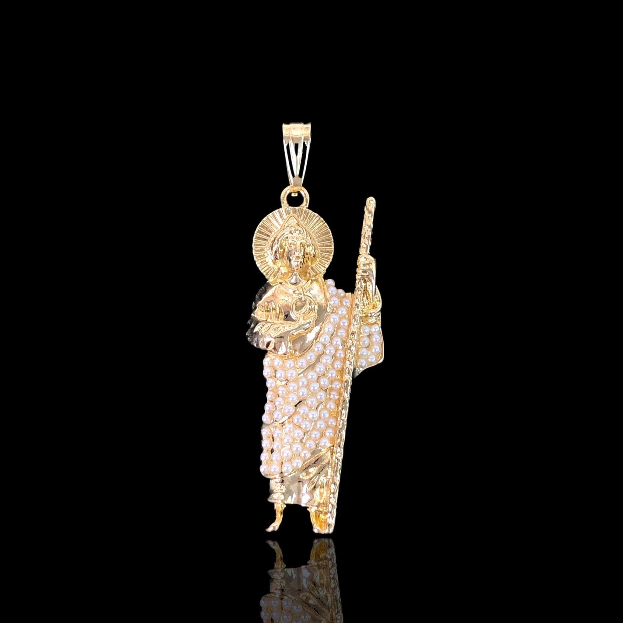 Oro Laminado Gold Filled Pure Pearl San Judas Pendant