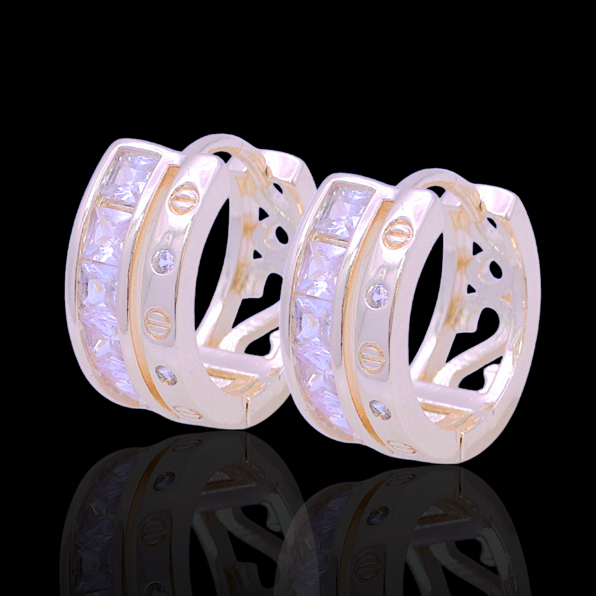Oro Laminado Gold Filled Pure Princess Zirconia Earrings