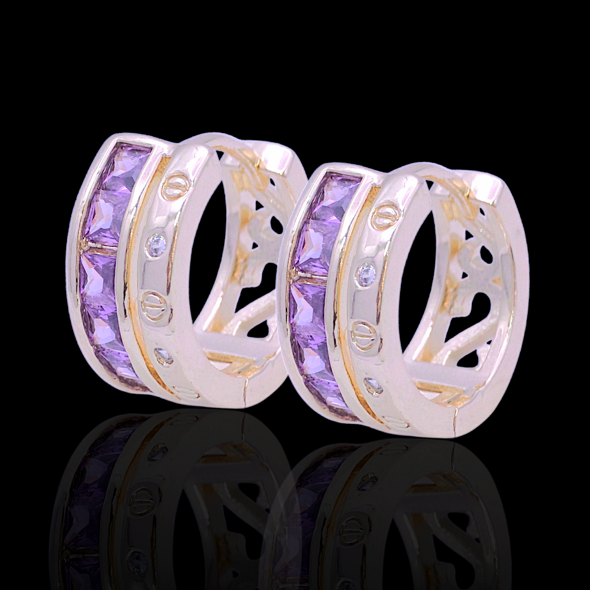 Oro Laminado Gold Filled Pure Princess Zirconia Earrings