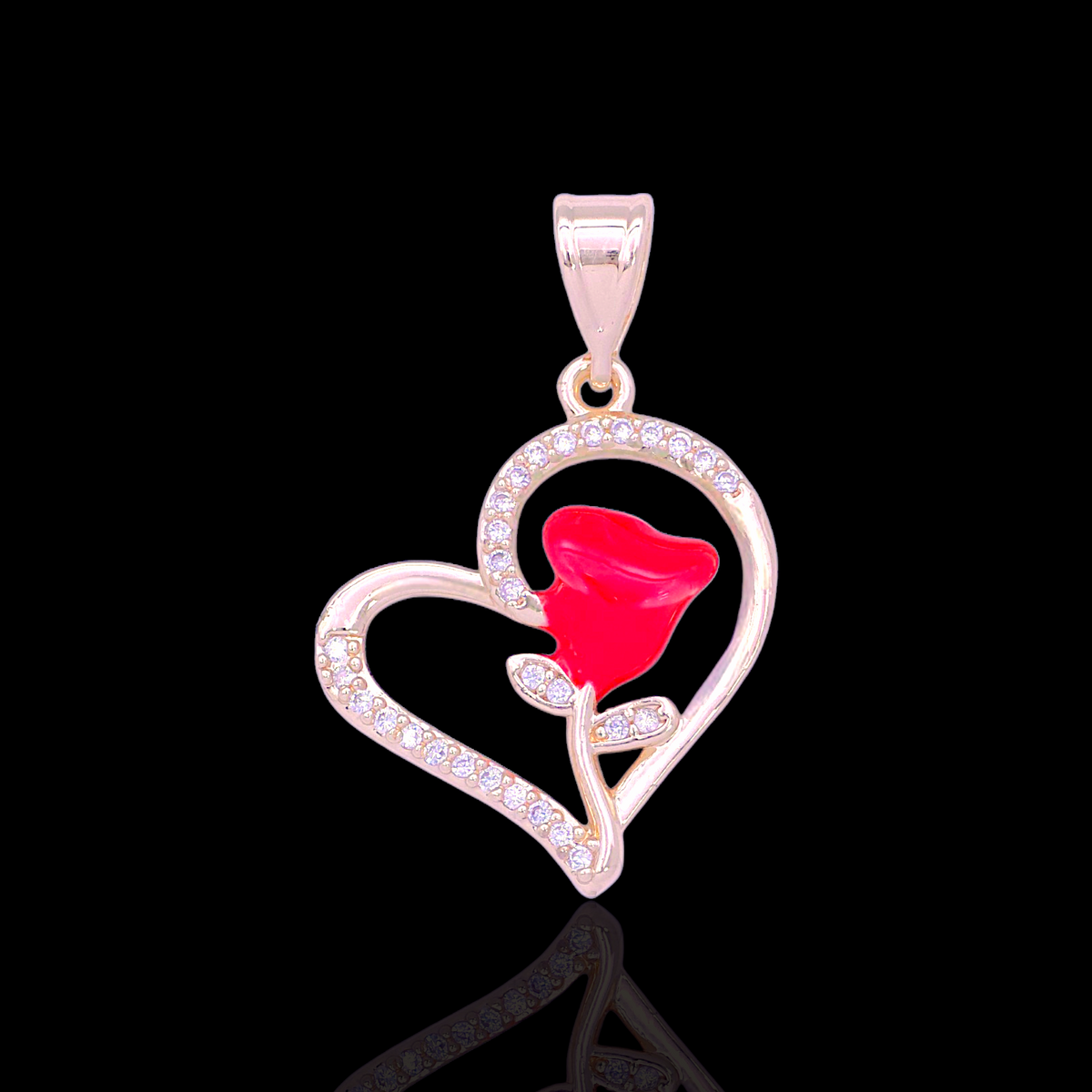 Oro Laminado Gold Filled Rosy Eternal Love CZ Pendant