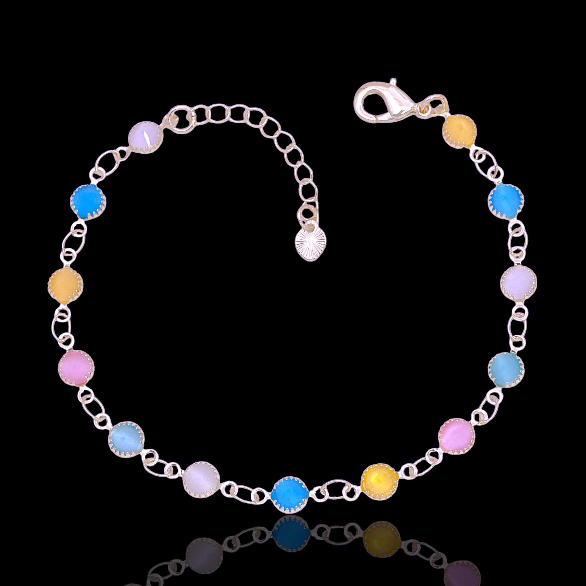 Oro Laminado Gold Filled Round Opalite Bezel CZ Bracelet (Pack of 6)