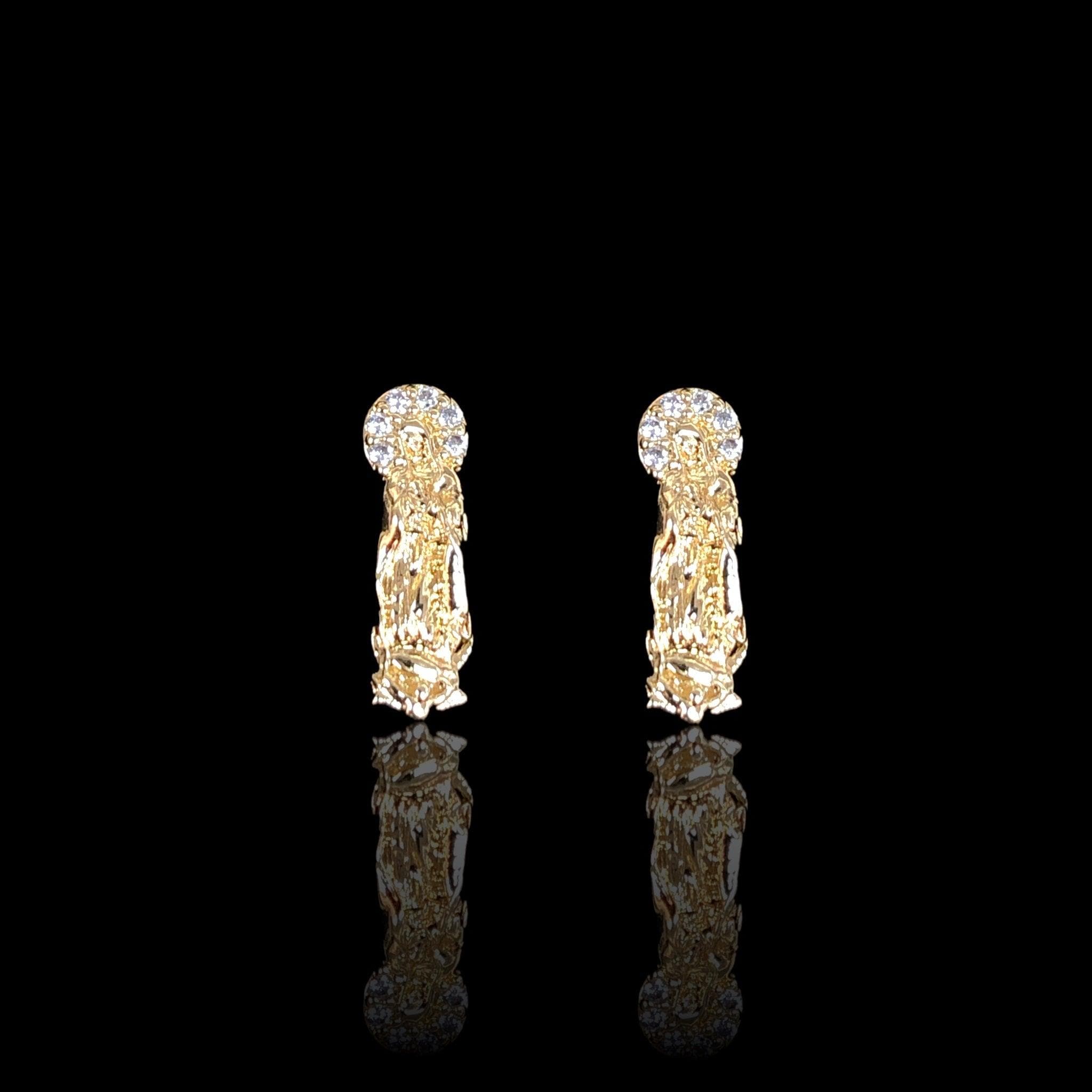 Oro Laminado Gold Filled Saint Guadalupe Stud Earrings