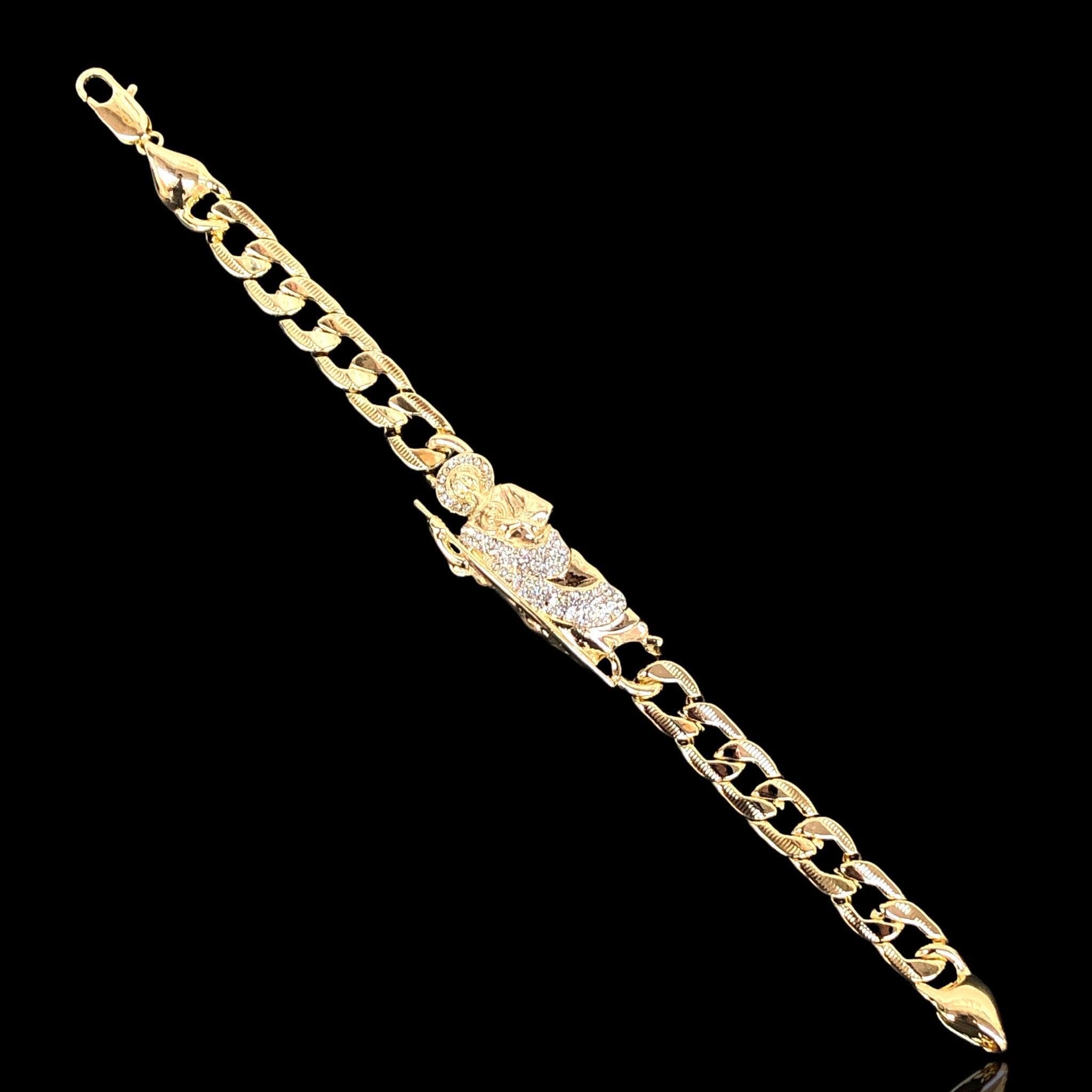 Oro Laminado Gold Filled Saint Jude Cuban Bracelet