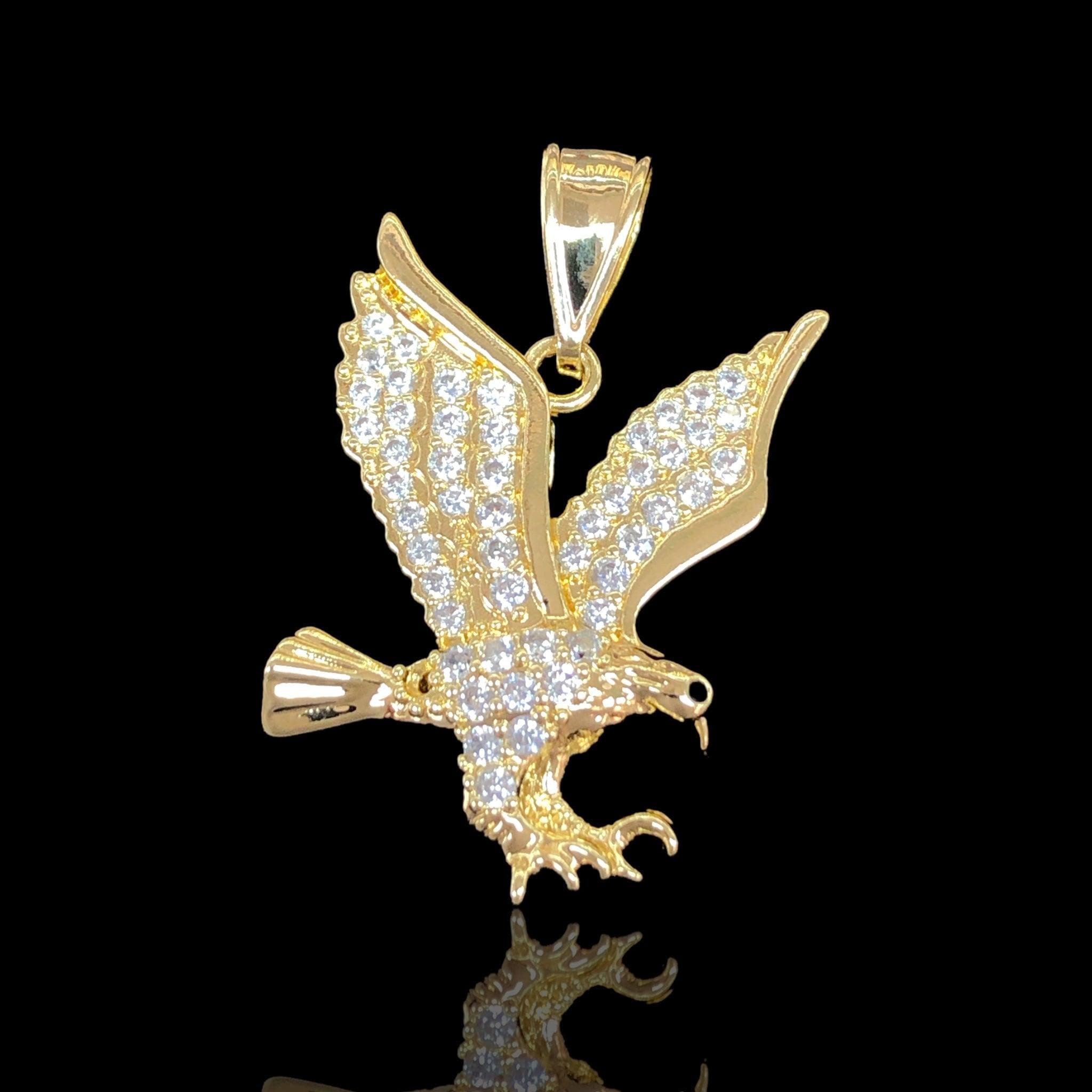 Oro Laminado Gold Filled Soaring Eagle Zirconia Pendant