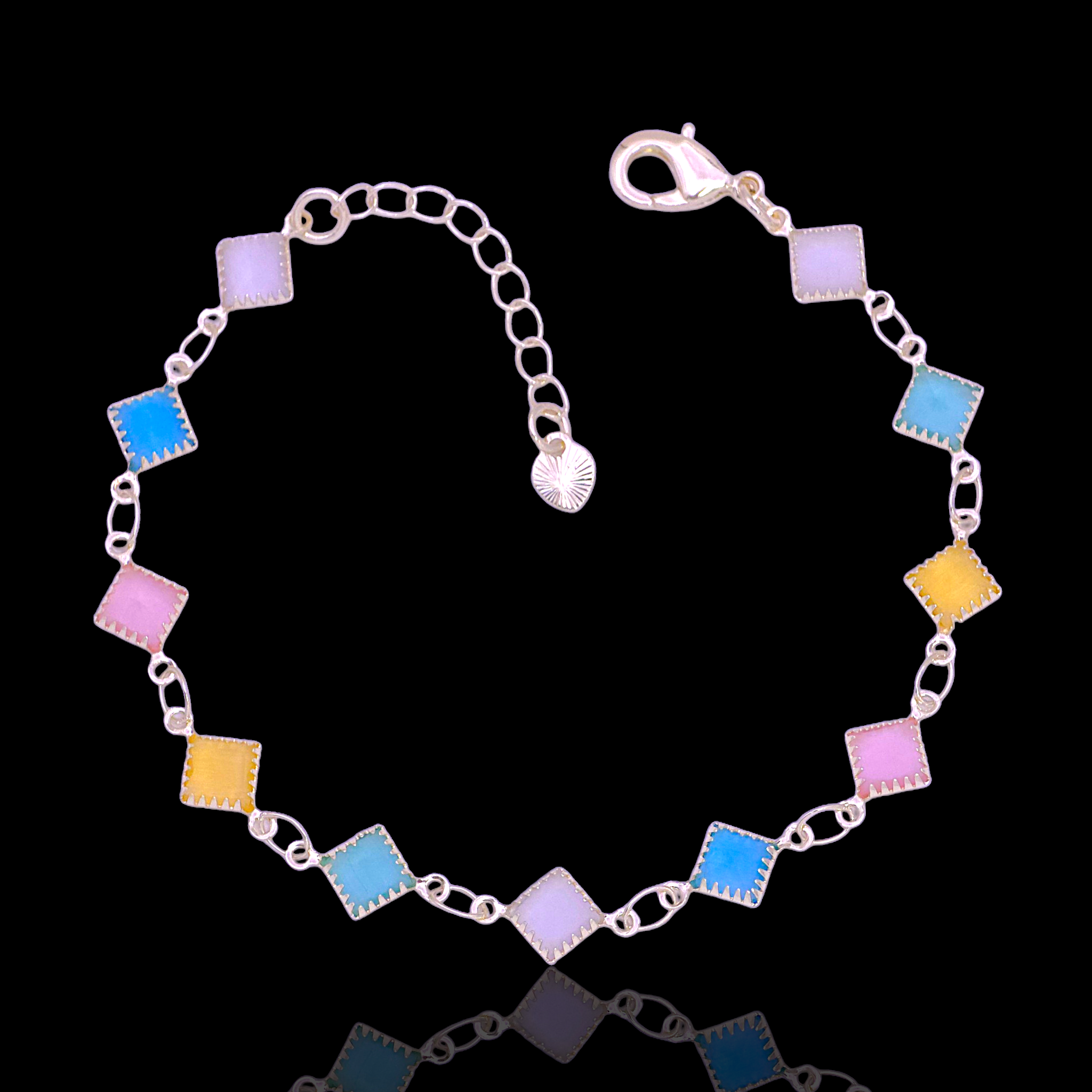 Oro Laminado Gold Filled Square Opalite Bezel CZ Bracelet (Pack of 6)