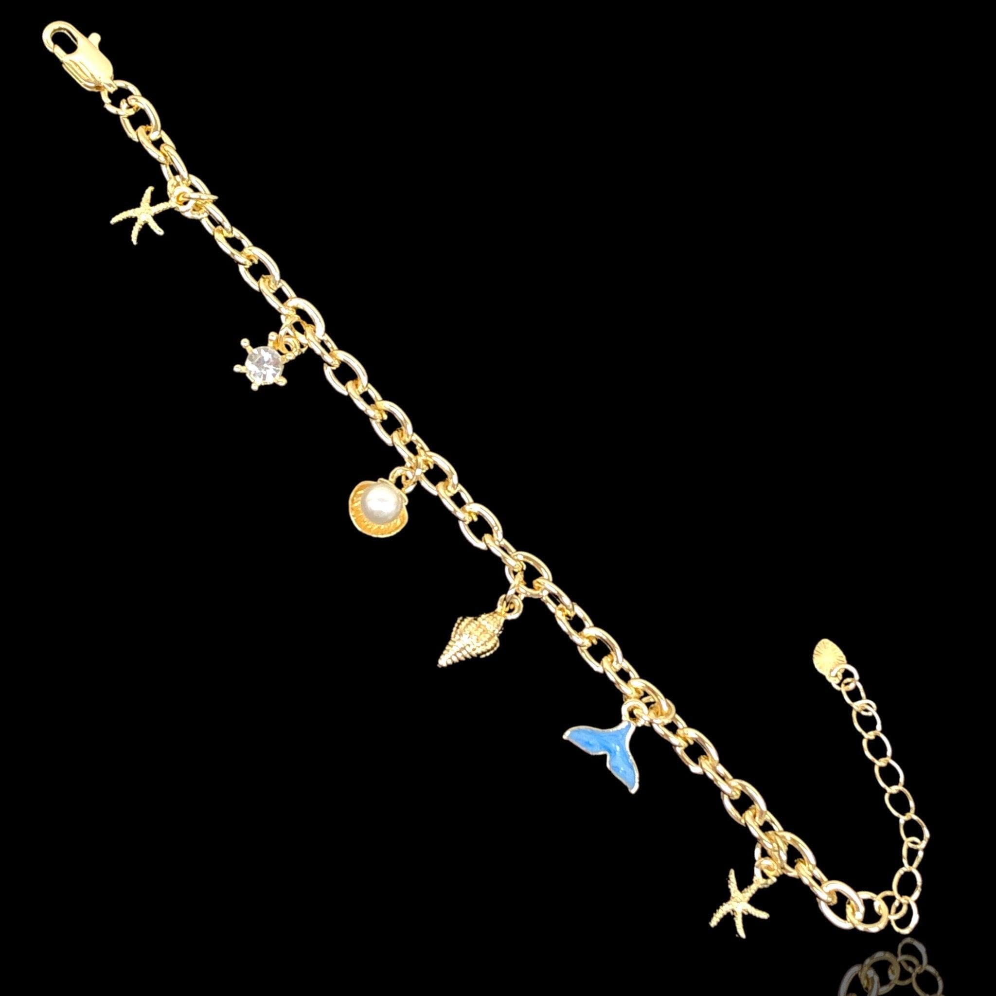 Oro Laminado Gold Filled Summer Oceanic Charm Bracelet (PACK OF 6)W - KUANIA