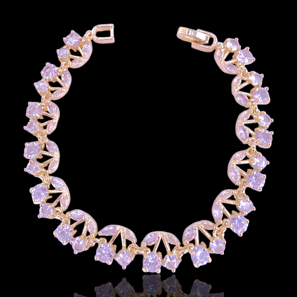 Oro Laminado Gold Filled Sweet Summer Cherry CZ Bracelet
