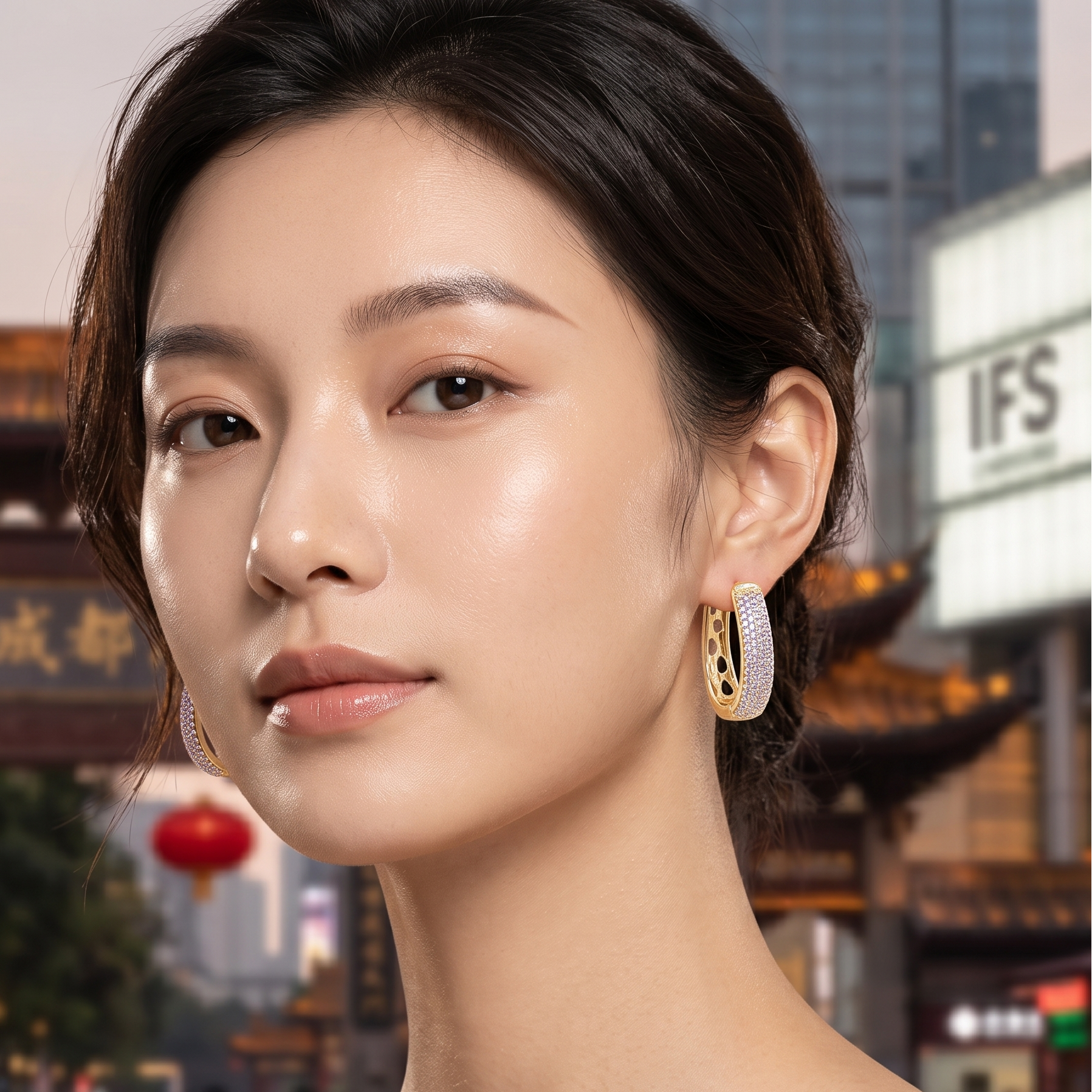 Oro Laminado Gold Filled Swiss Oval Pave Zirconia Earrings
