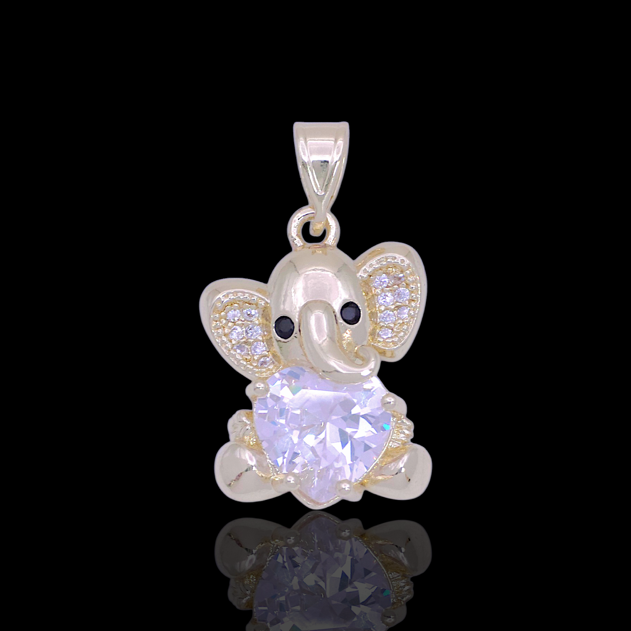 Oro Laminado Gold Filled Thai Elephant Heart Charm Pendant