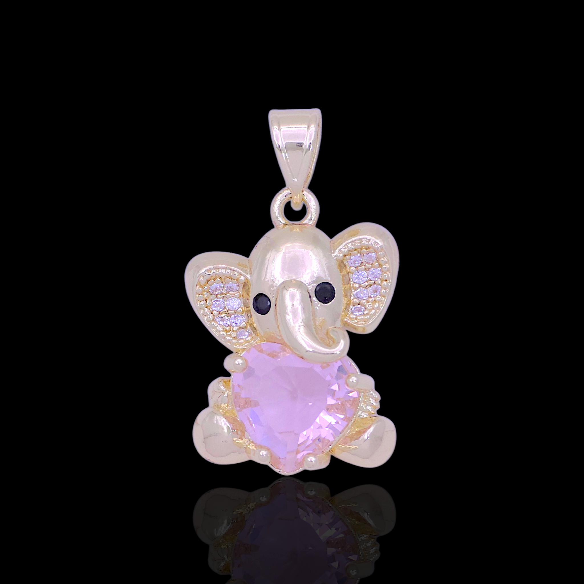 Oro Laminado Gold Filled Thai Elephant Heart Charm Pendant