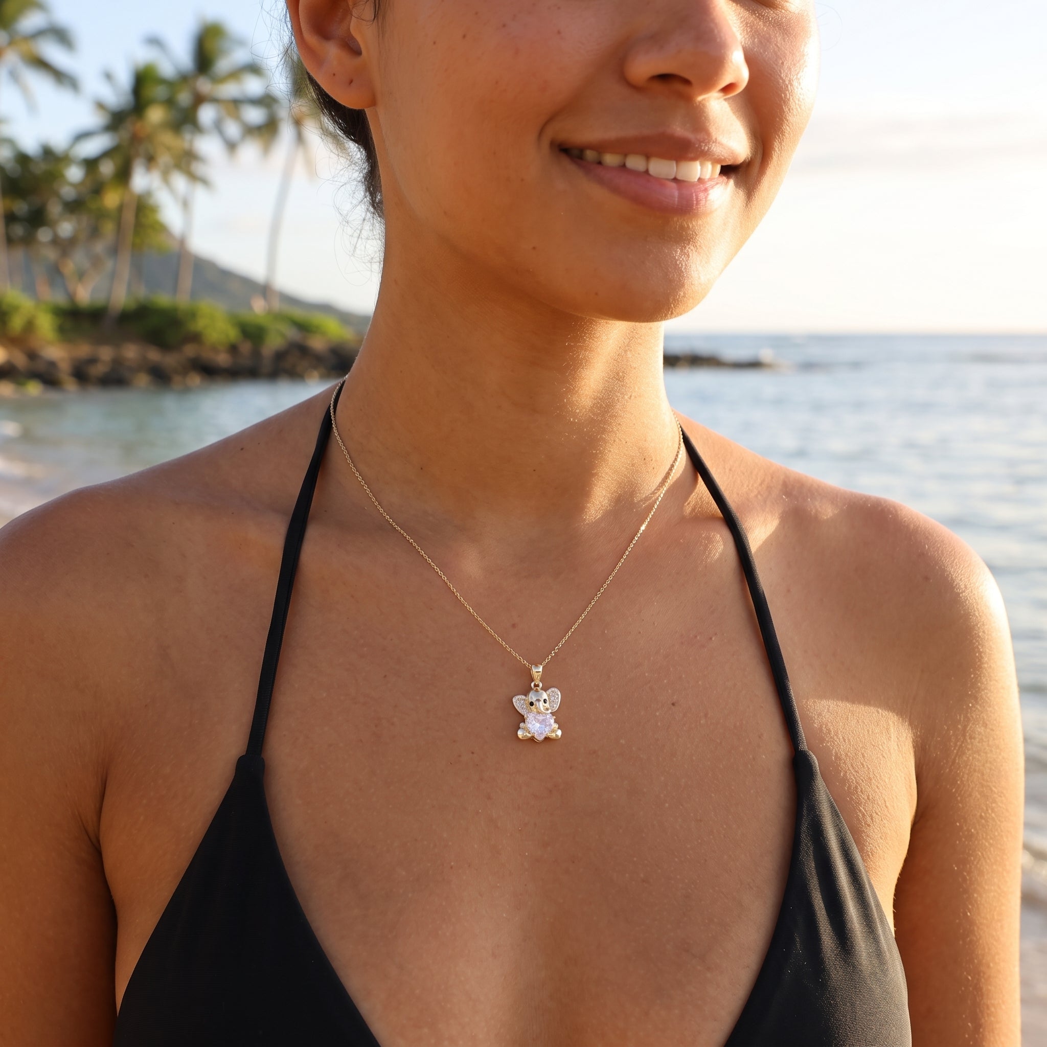 Oro Laminado Gold Filled Thai Elephant Heart Charm Pendant