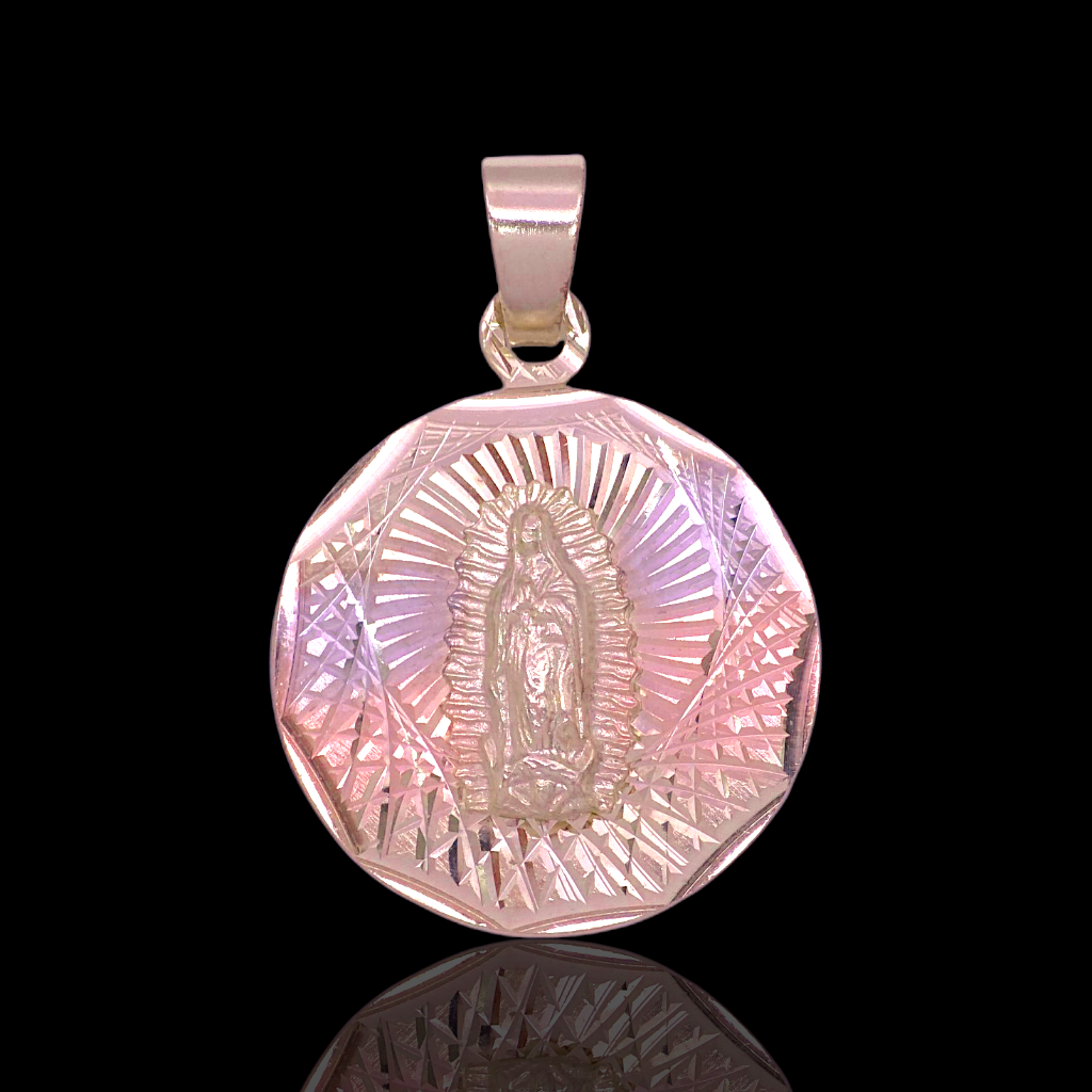 Oro Laminado Gold Filled Tricolor Guadalupe Round Pendant