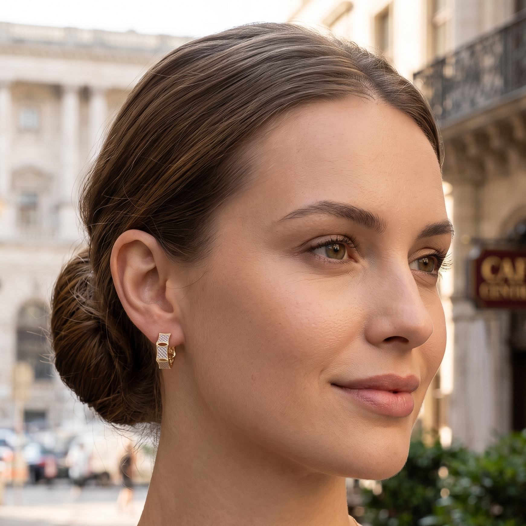 Oro Laminado Gold Filled Valencia Burst Zirconia Earrings