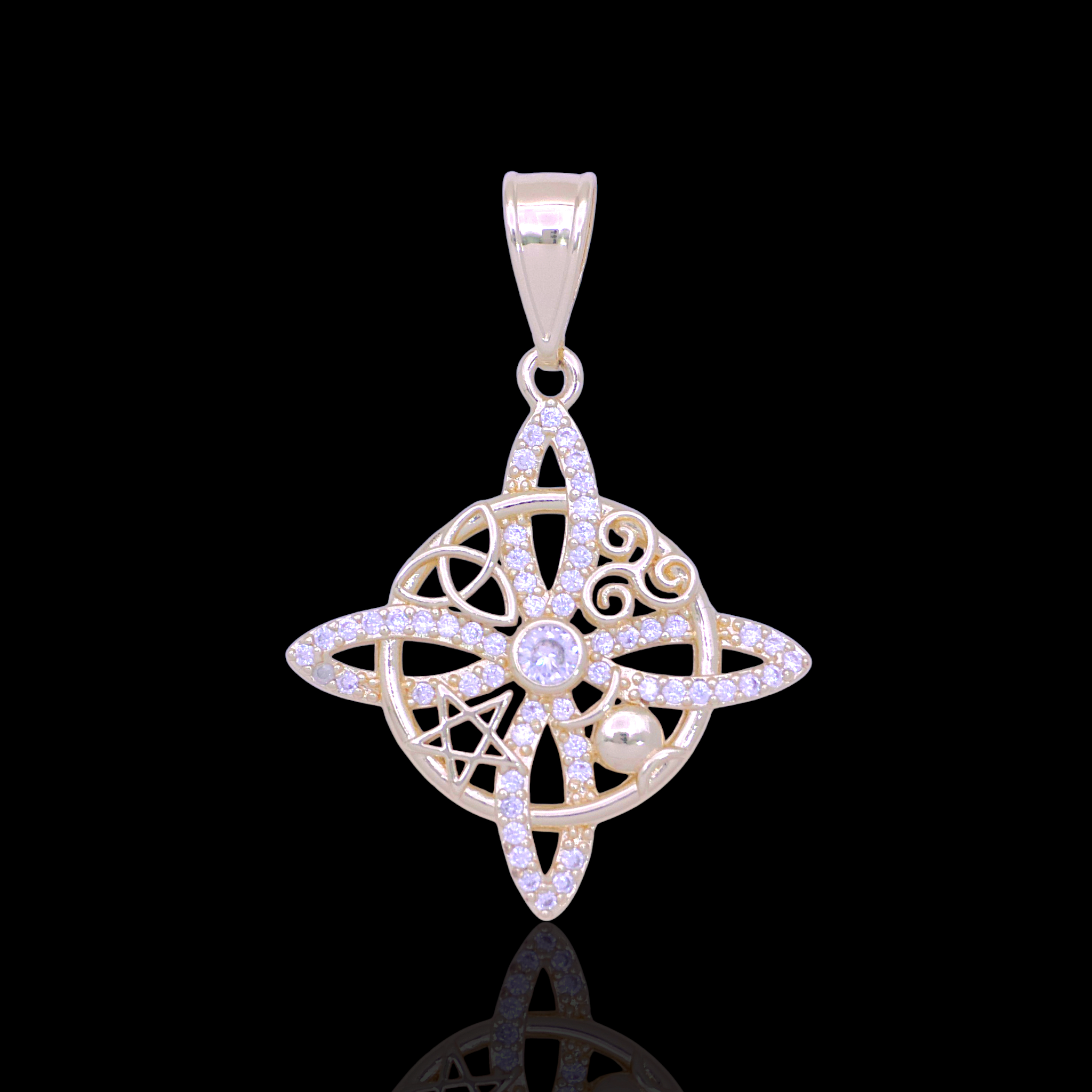 Oro Laminado Gold Filled Witch's Knot Elemental Pendant