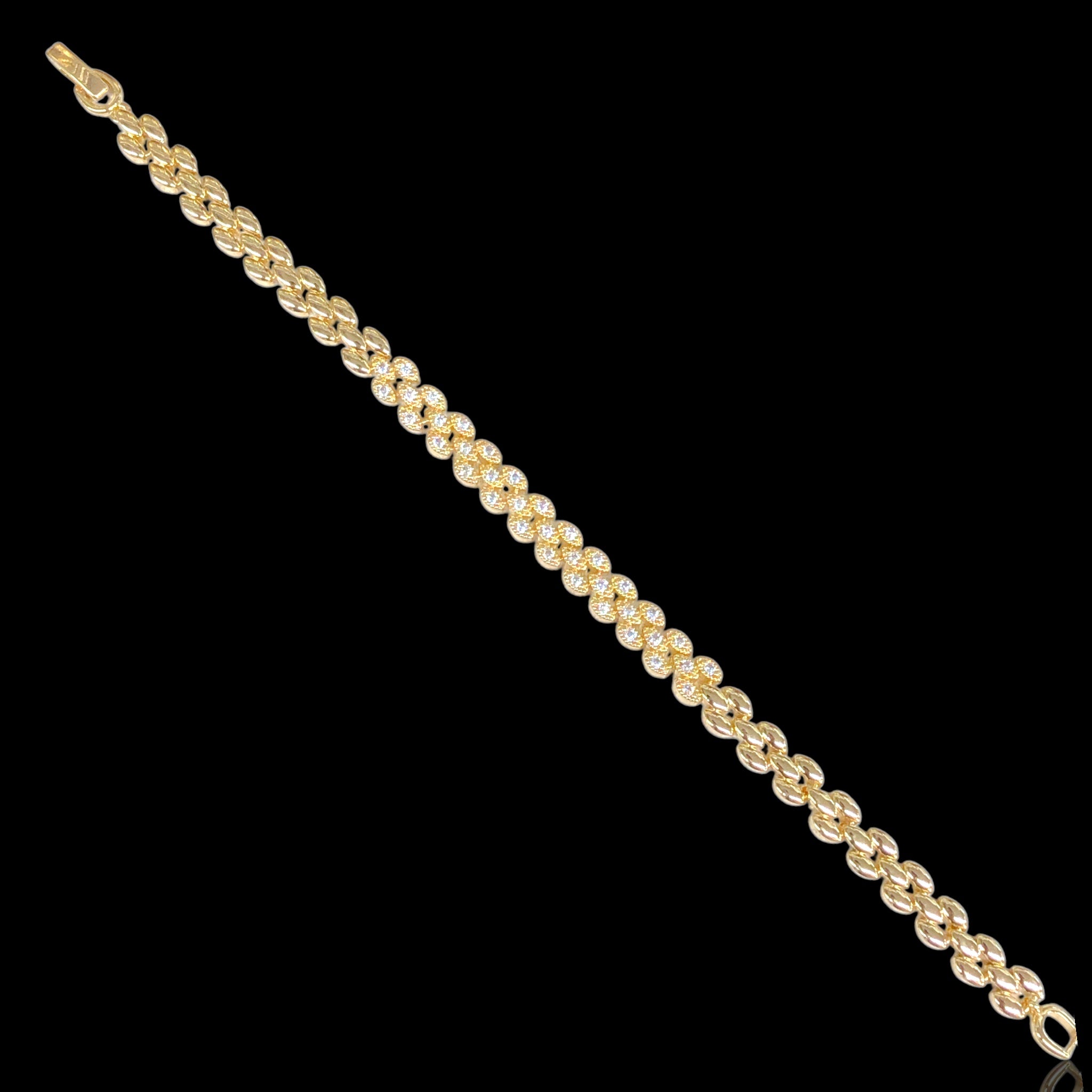 Oro Laminado Gold Filled Zirconia Dragon Scale Bracelet