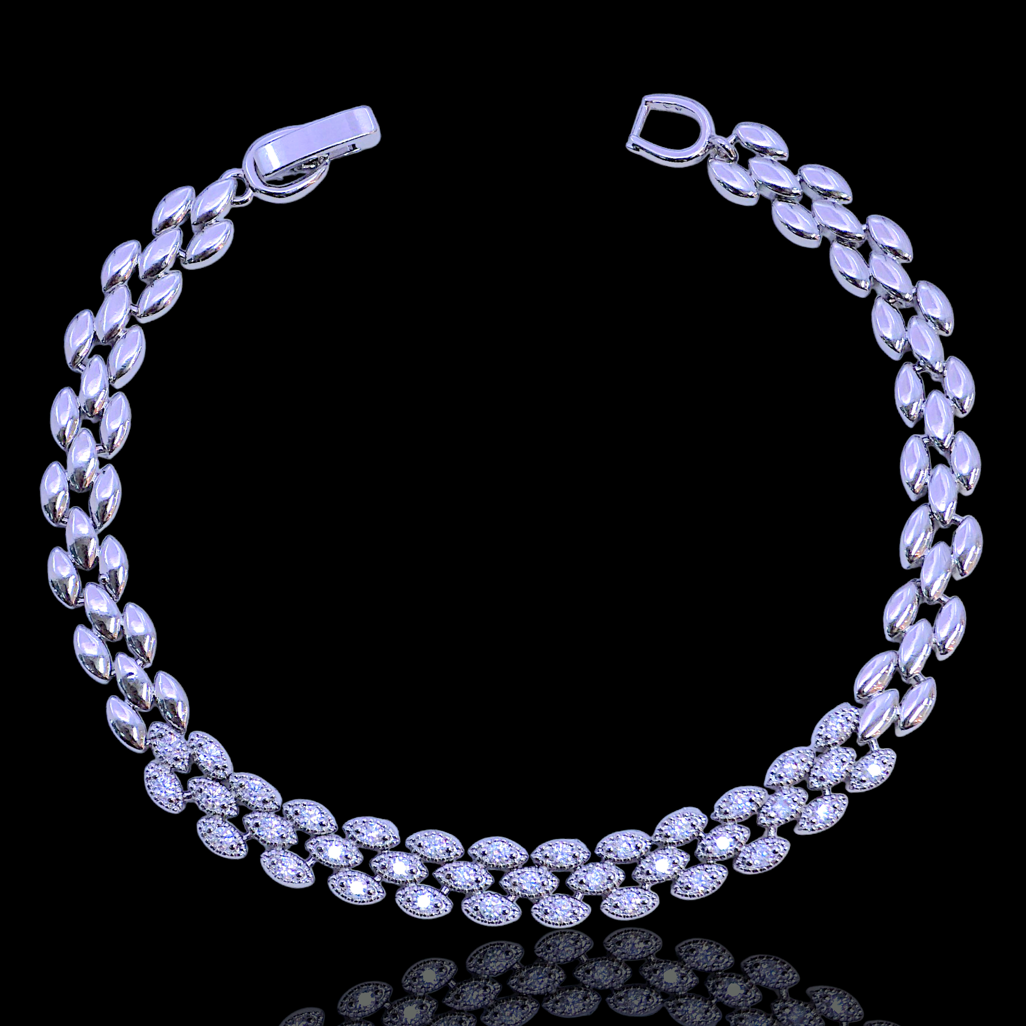 Oro Laminado Gold Filled Zirconia Dragon Scale Bracelet