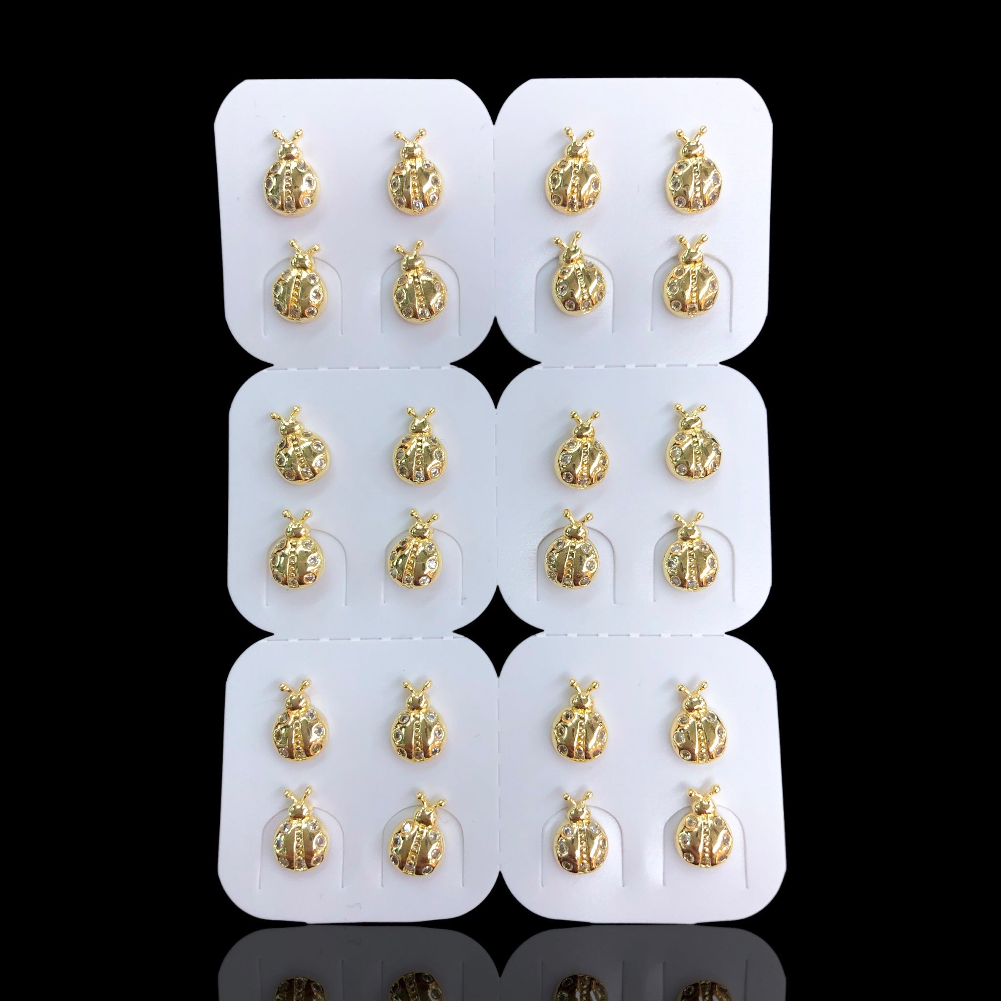 Oro Laminado Gold Mini Ladybug Stud Earrings (Pack of 12)