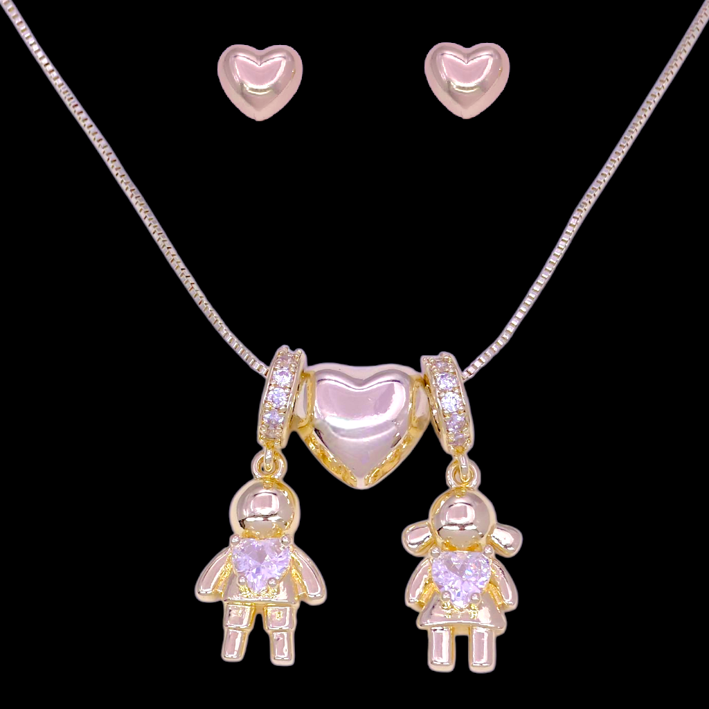 Oro Laminado Prince and Princess Forever Love Zirconia Set