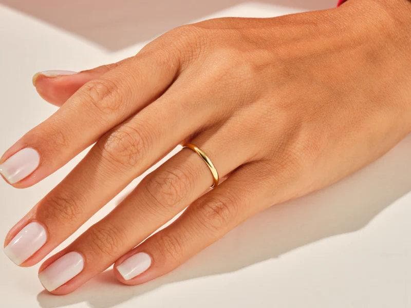 Oro Laminado Stainless Steel 2mm Classic Gold Band Ring