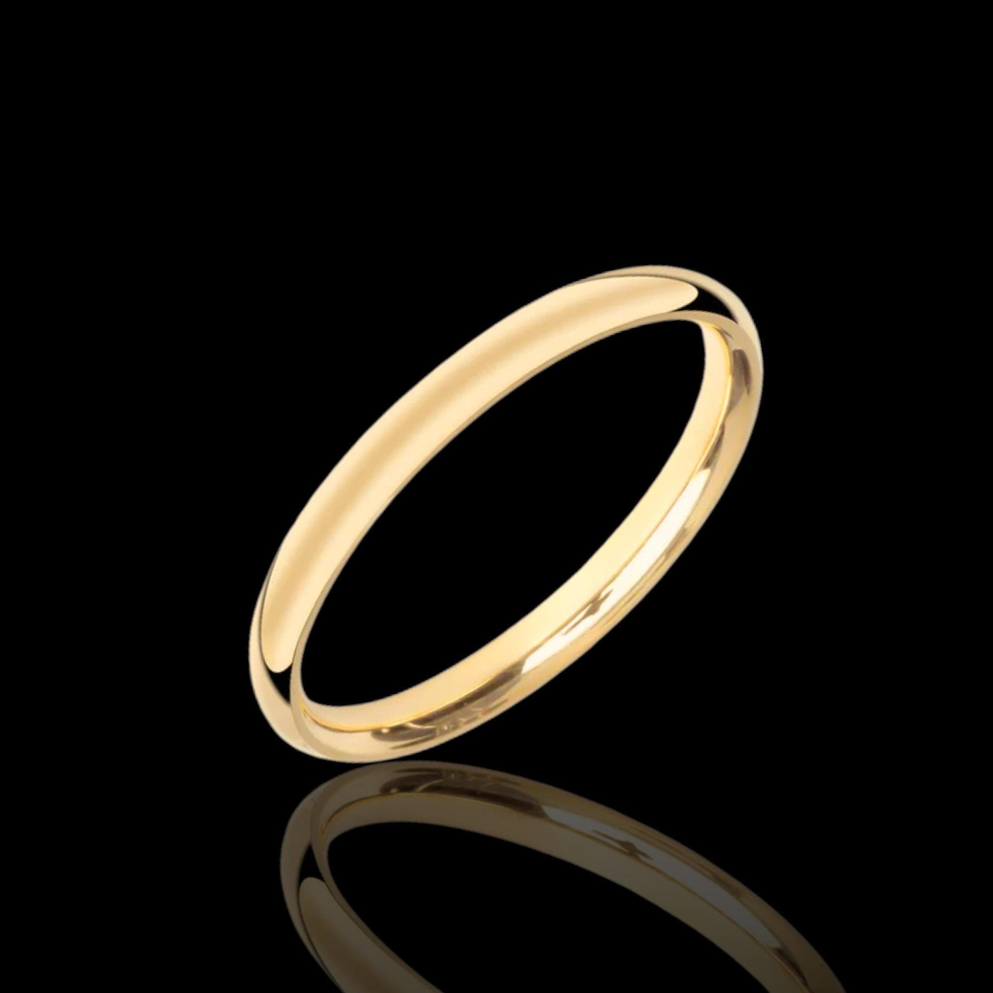 Oro Laminado Stainless Steel 2mm Classic Gold Band Ring