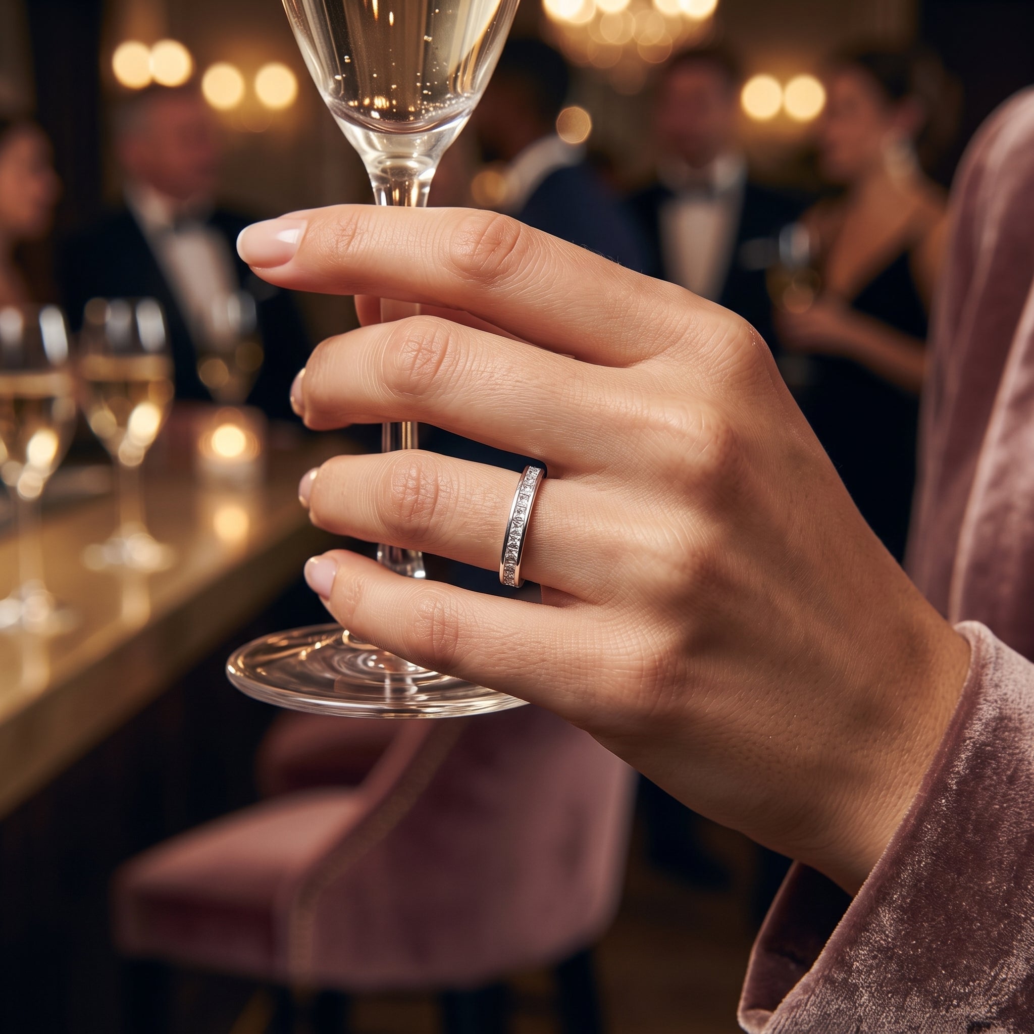 Oro Laminado Stainless Steel CZ Bezel Infinity Ring