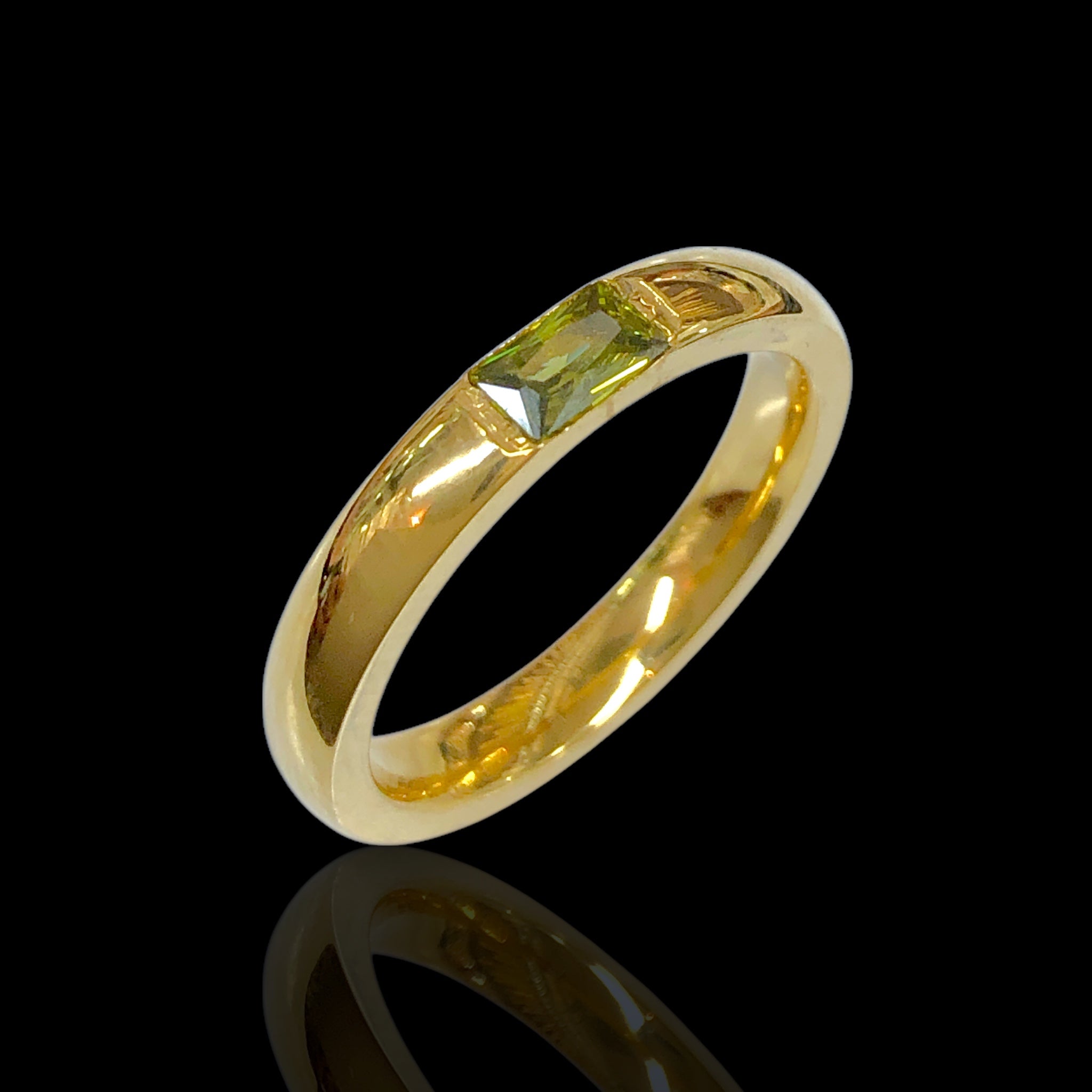 Oro Laminado Stainless Steel Florentine Gem Ring