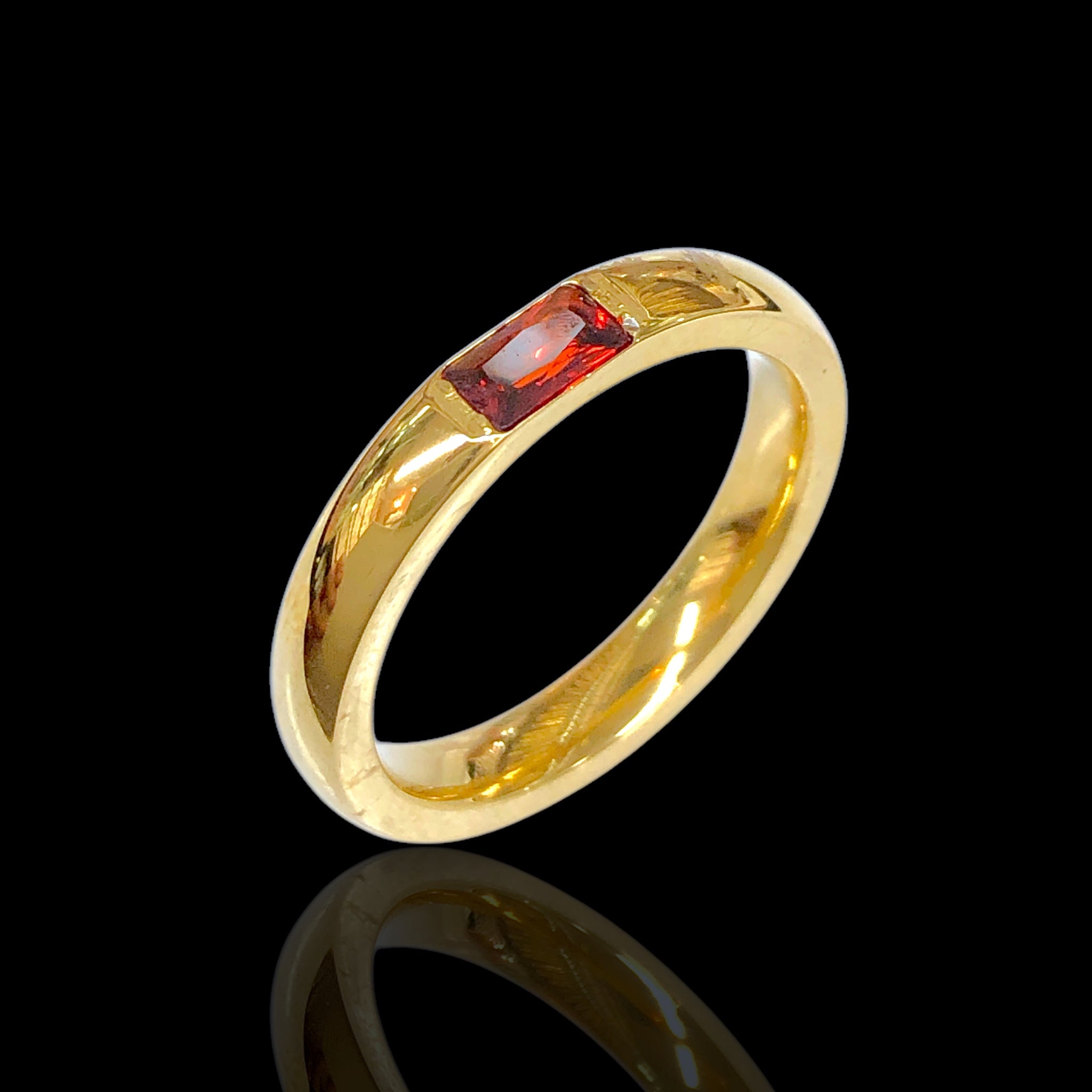 Oro Laminado Stainless Steel Florentine Gem Ring