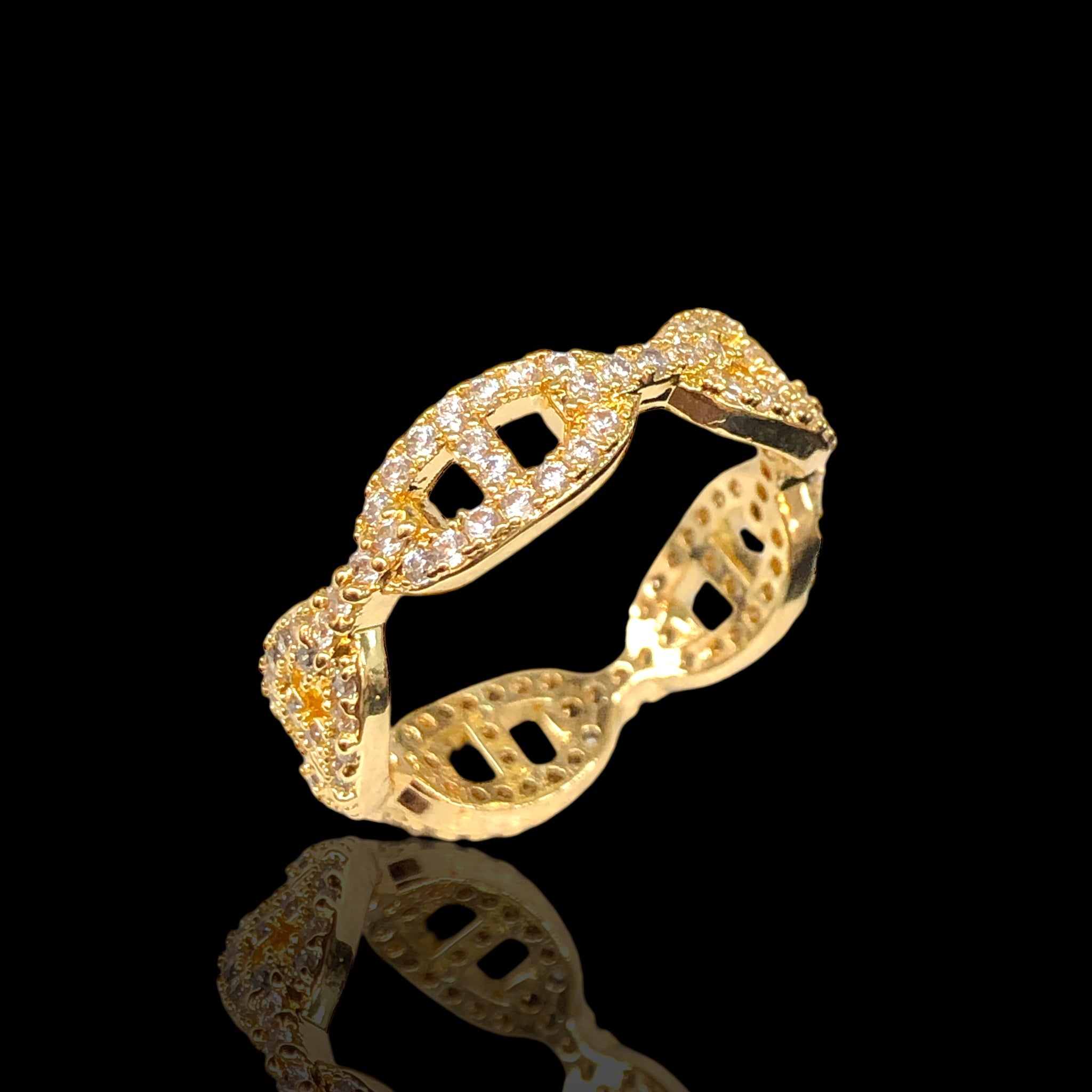 18K Gold Filled Fancy Venetian Mariner Link Eternity Ring