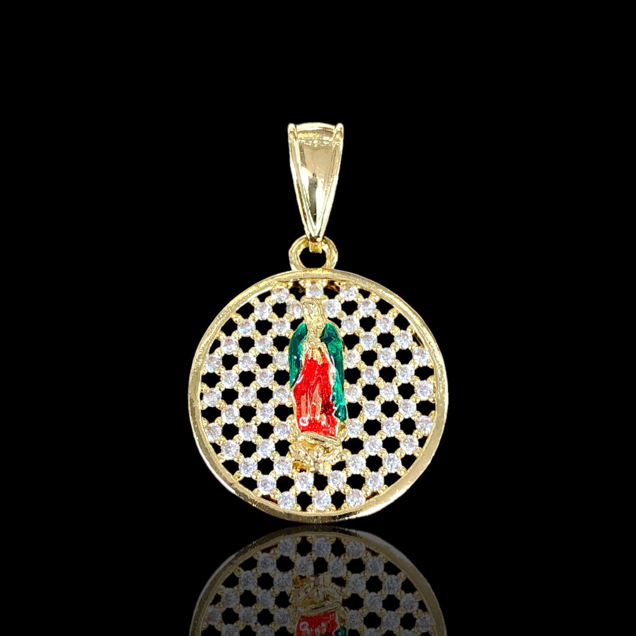 18K Gold Filled Filigree Guadalupe CZ Pendant