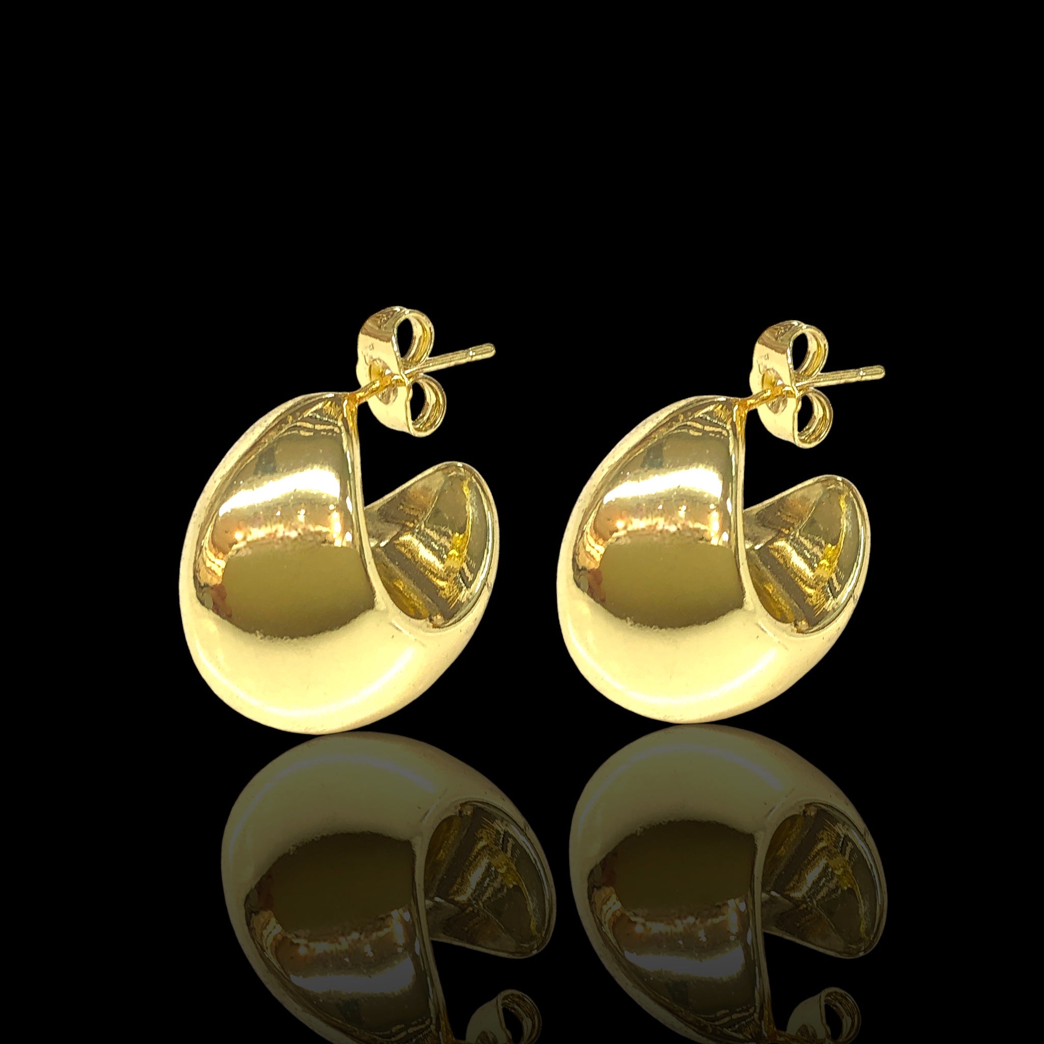 18K Gold Filled Vienna Golden Dome Puff Hoops- kuania oro laminado