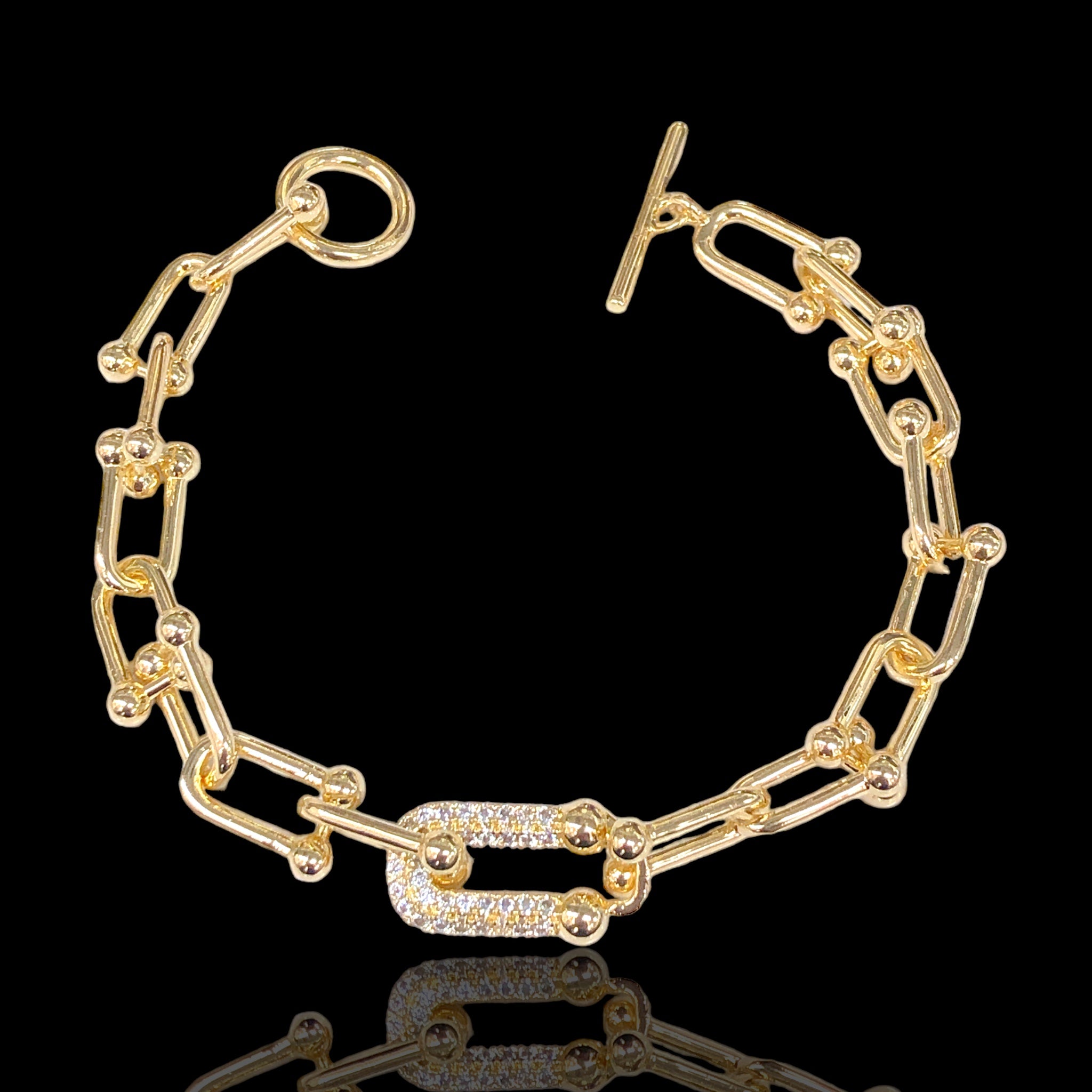 18k Gold Filled Milano Venetta CZ Bracelet- kuania oro laminado