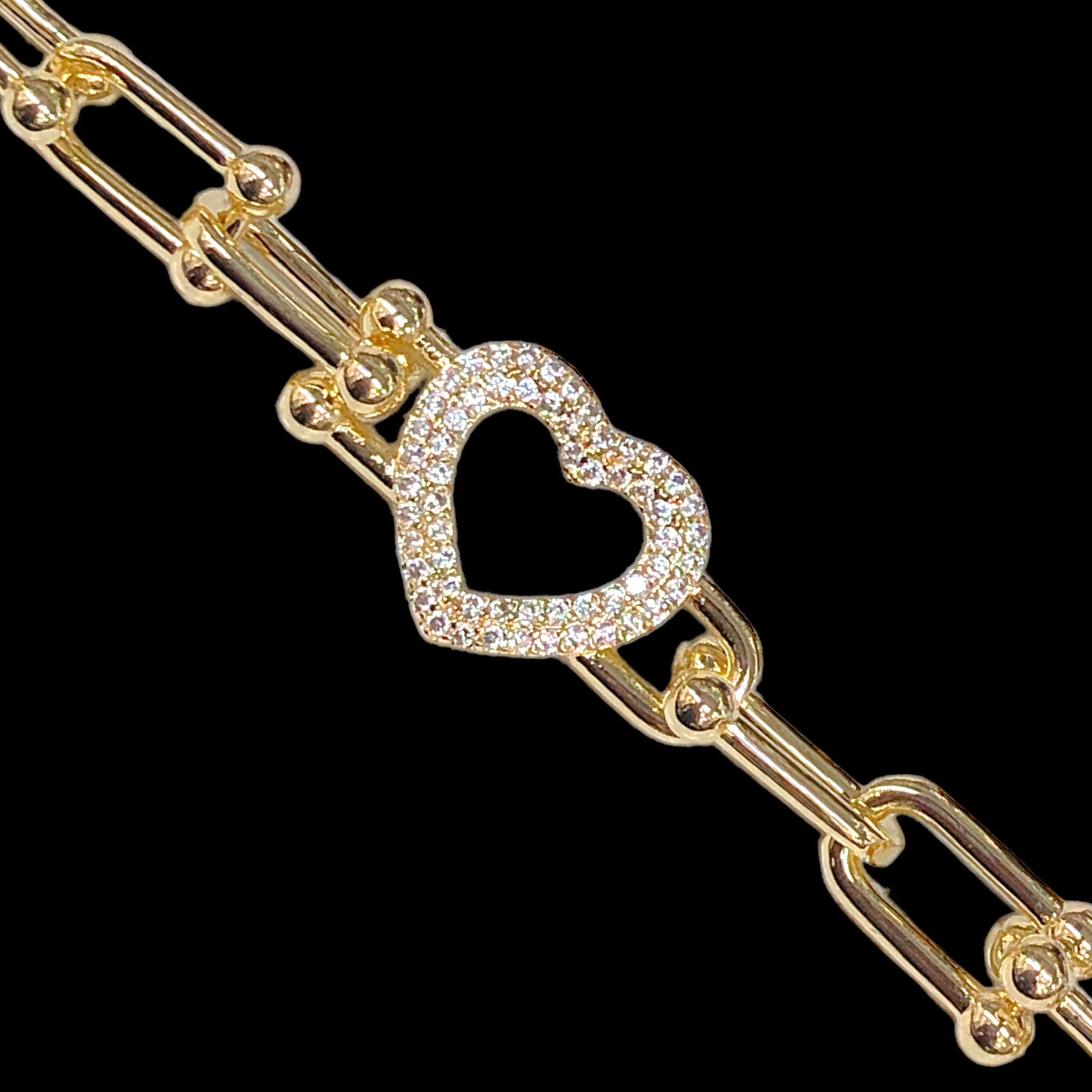 18k Gold Filled Milano Heart CZ Bracelet-kuania oro laminado