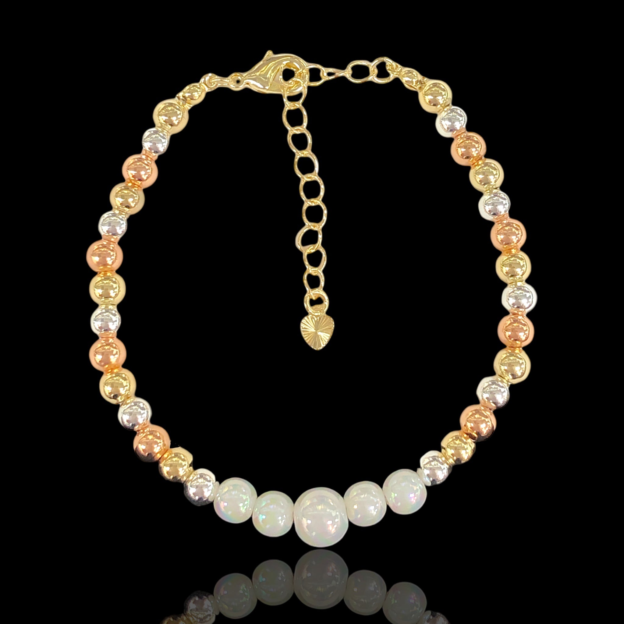 18k Gold Filled Tricolor Opalite Beads Bracelet
