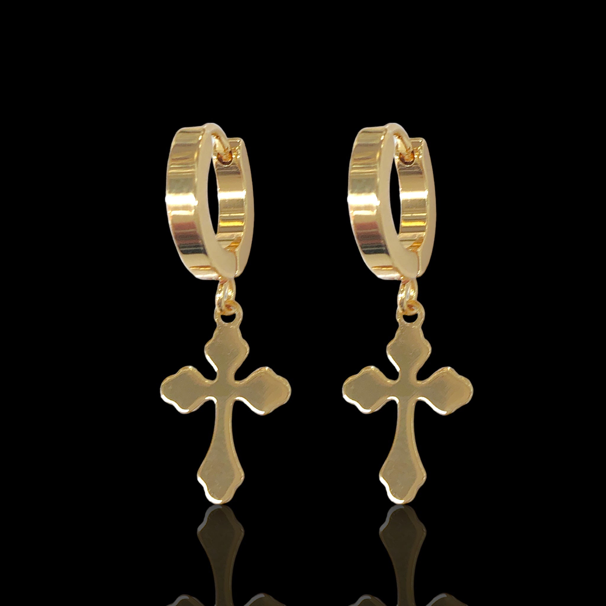 316L Stainless Steel Saints Cross Dangle Earrings