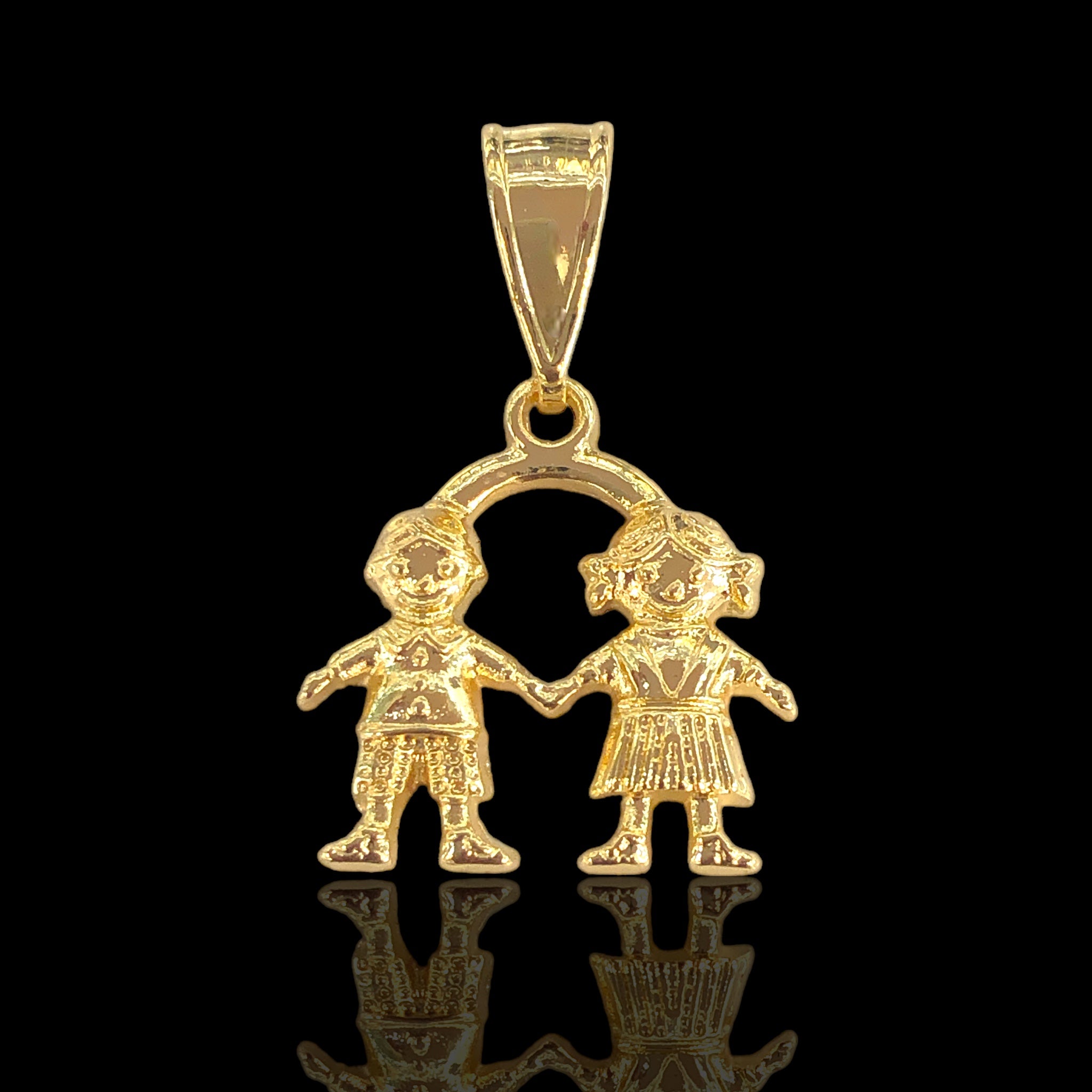 18K Gold Filled Boy and Girl Pendant