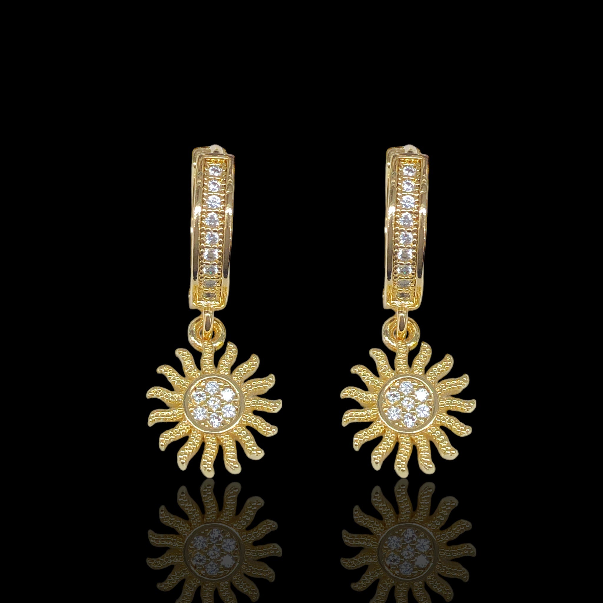 18K Gold Filled CZ Bursting Sun Earrings