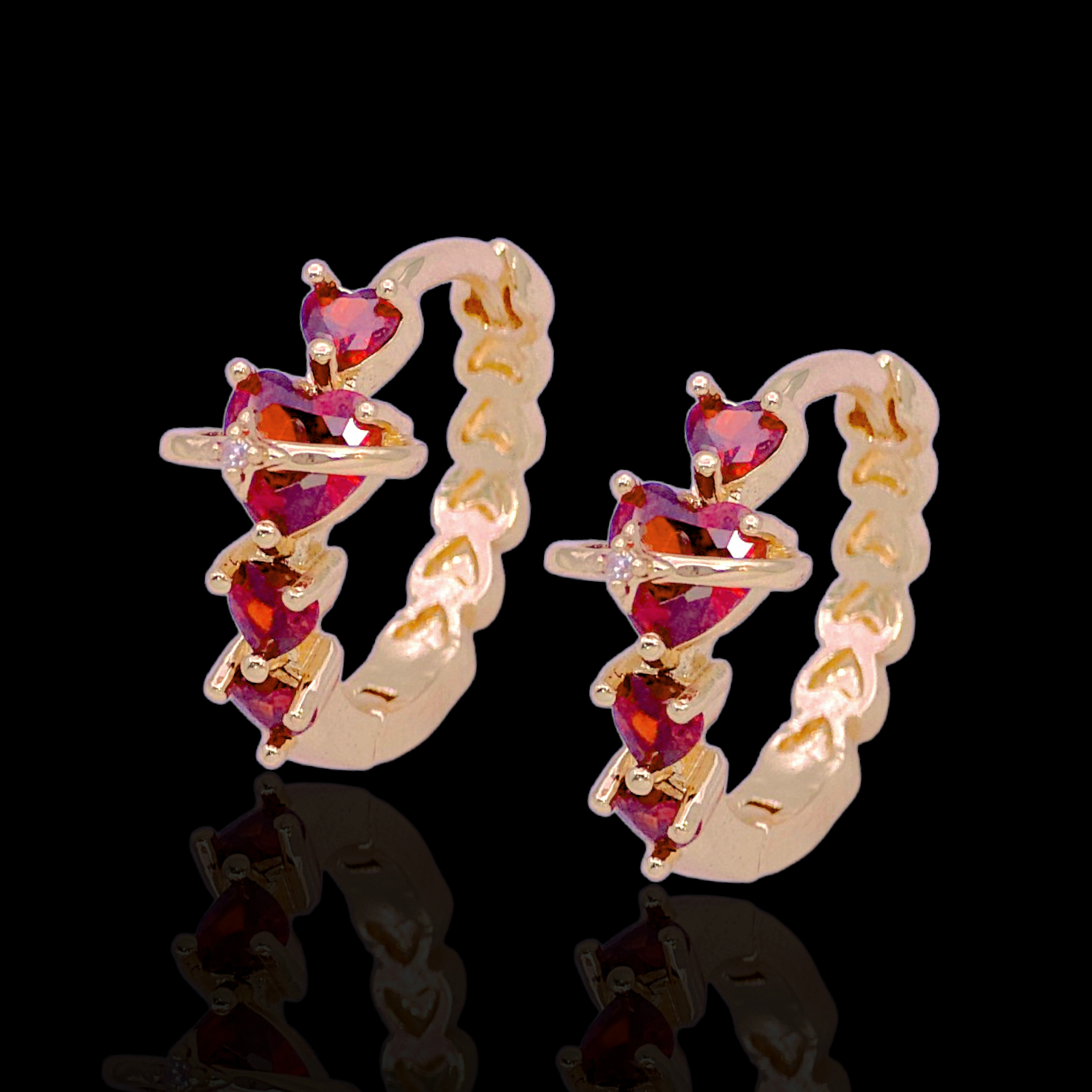 Gold Filled Oro Laminado Venus Heart Zirconia Huggie Earrings