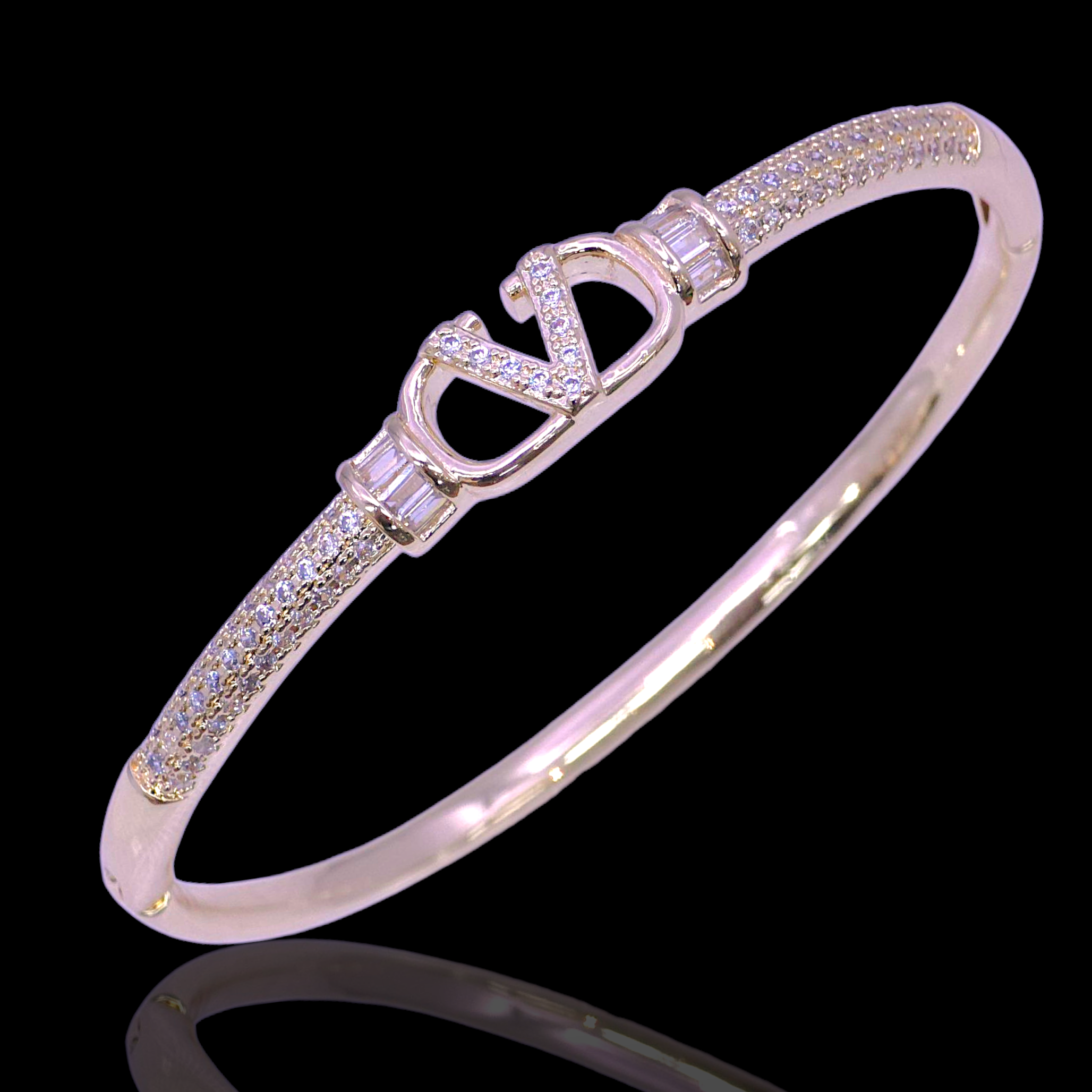 Gold Filled Oro Laminado Florence Victorian Zirconia Bangle