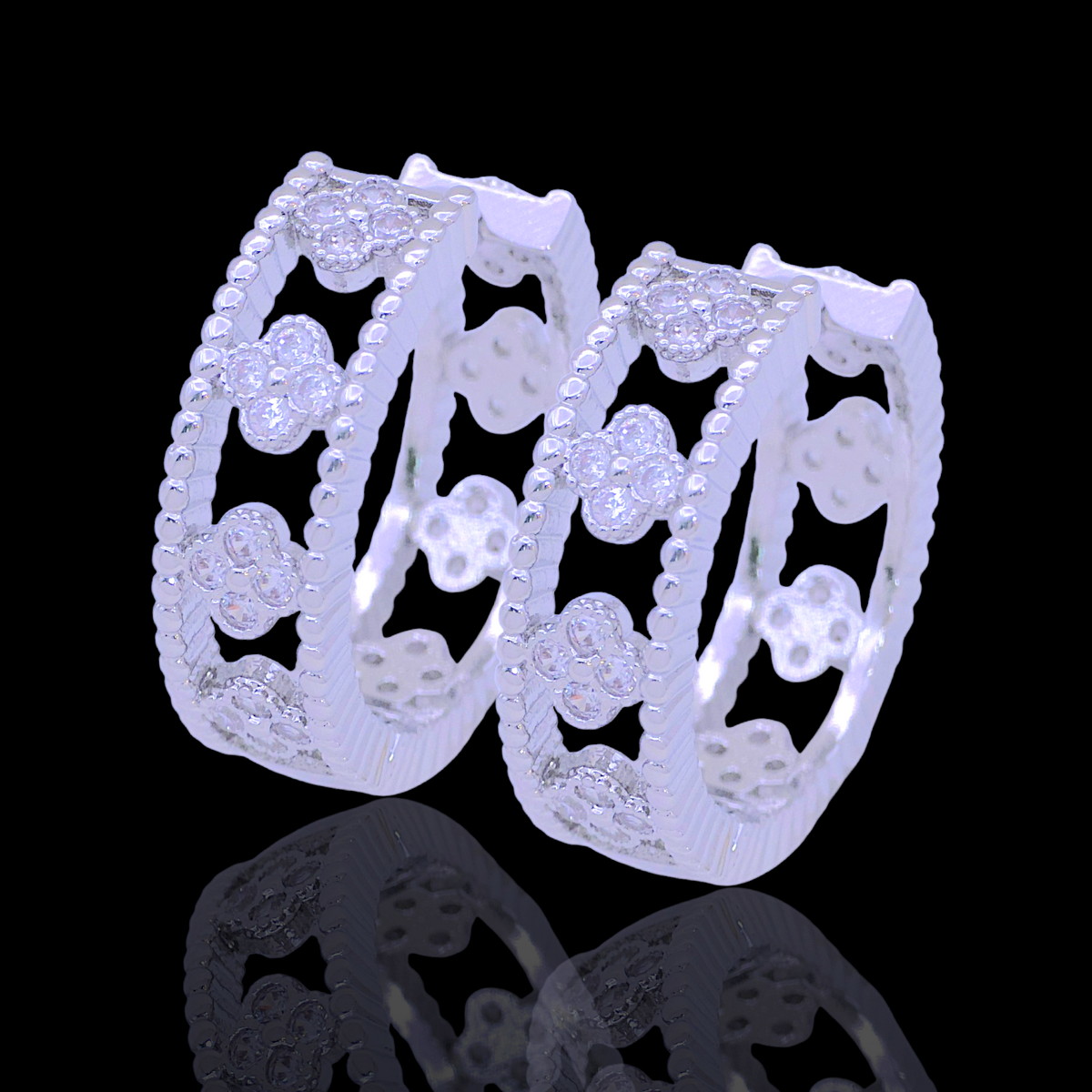 Gold Filled Oro Laminado Tokyo Blossom Zirconia Earrings