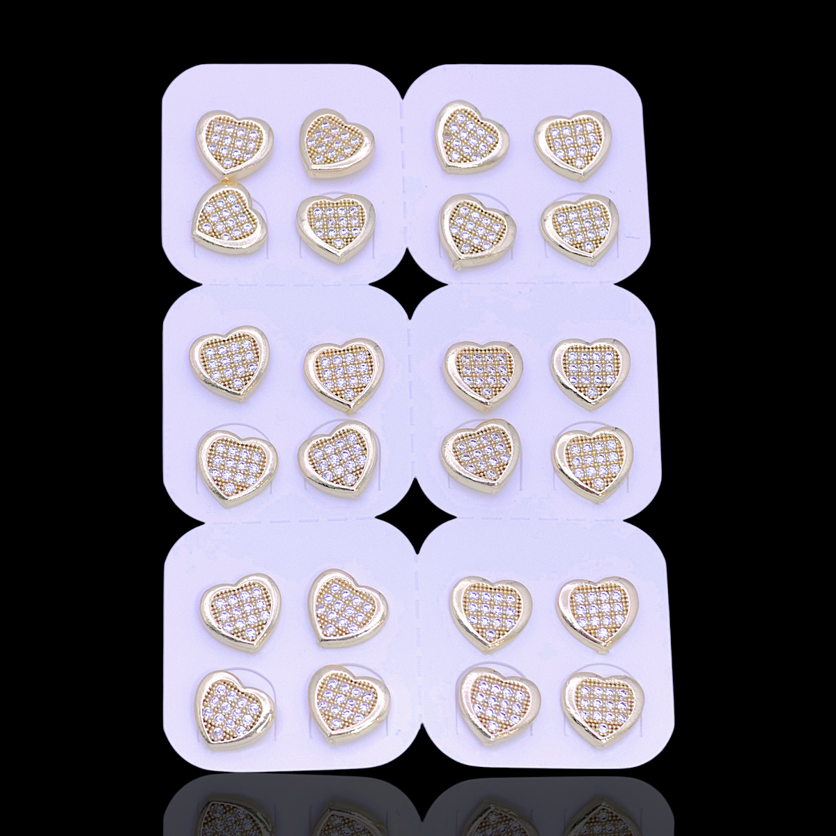 Oro Laminado Eternal Heart Stud Earrings (Pack of 12)