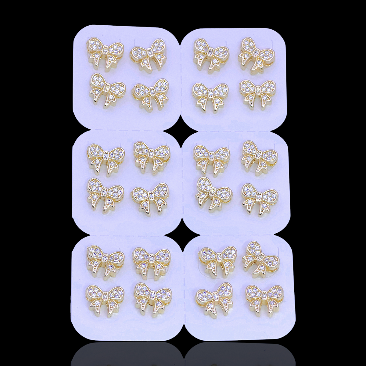 Oro Laminado Happy Ribbon Stud Earrings (Pack of 12)