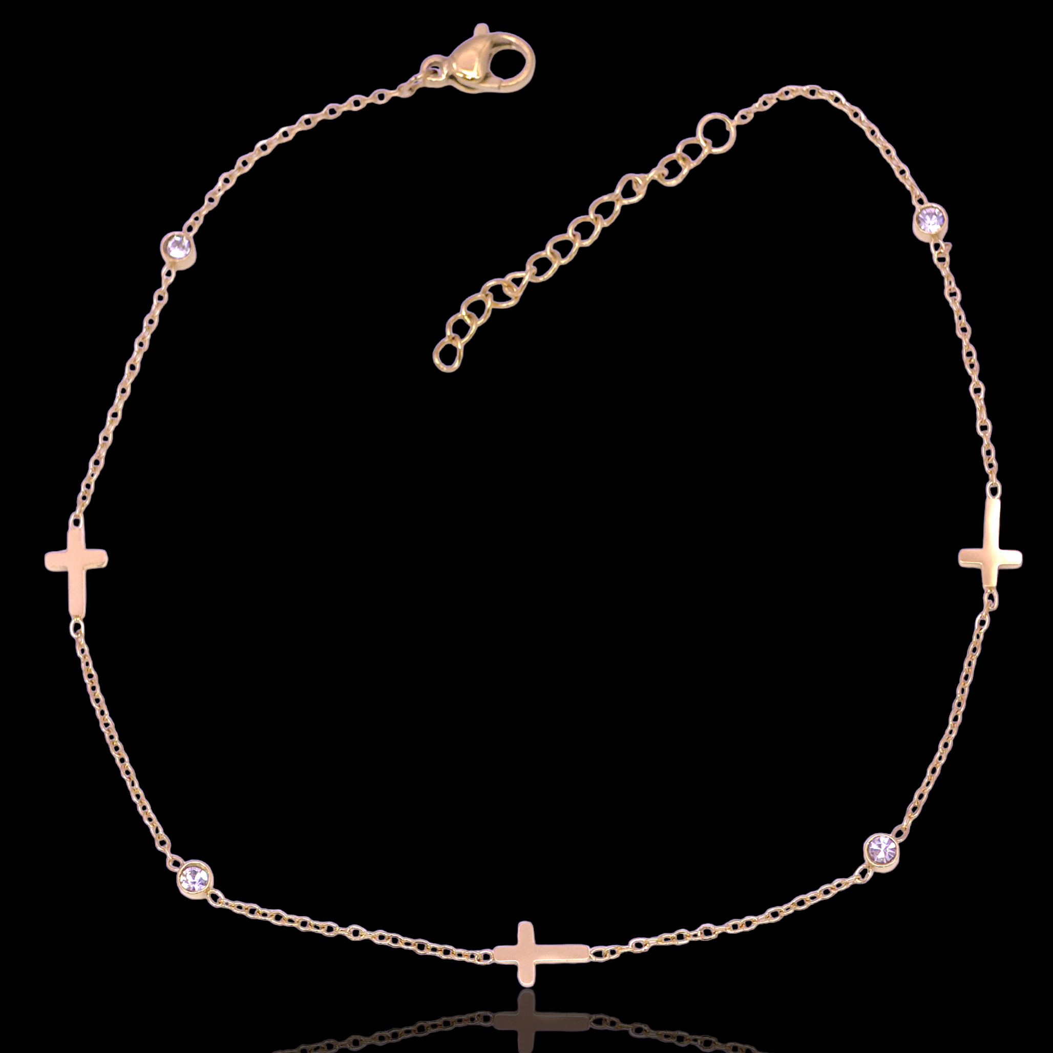 Gold Filled Stainless Steel Sacred Cross Adjustable Anklet
