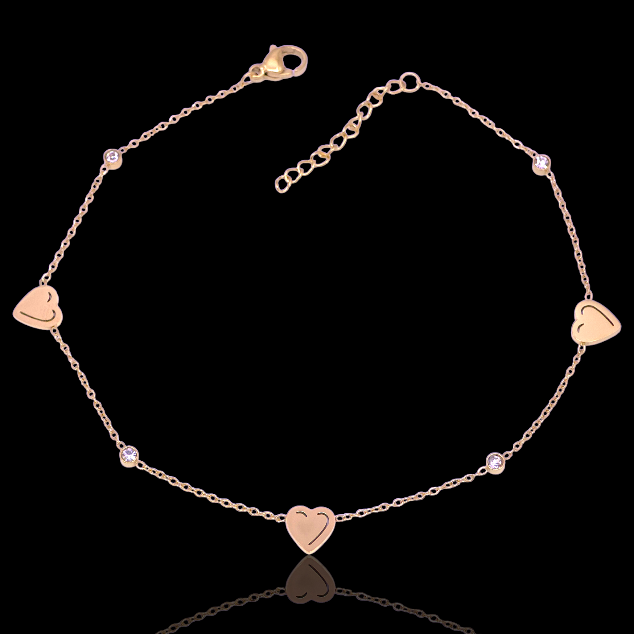 Gold Filled Stainless Steel Emilia Heart Adjustable Anklet