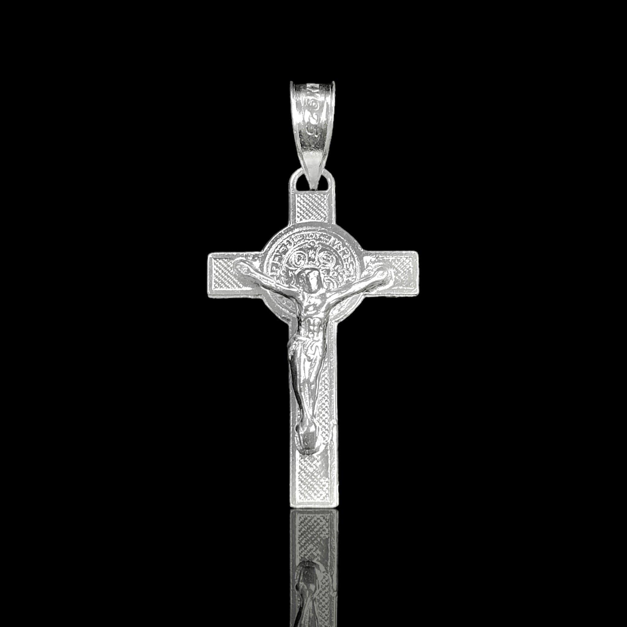 925 Sterling Silver Textured Jesus Cross Pendant - Kuania 925 Sterling Silver