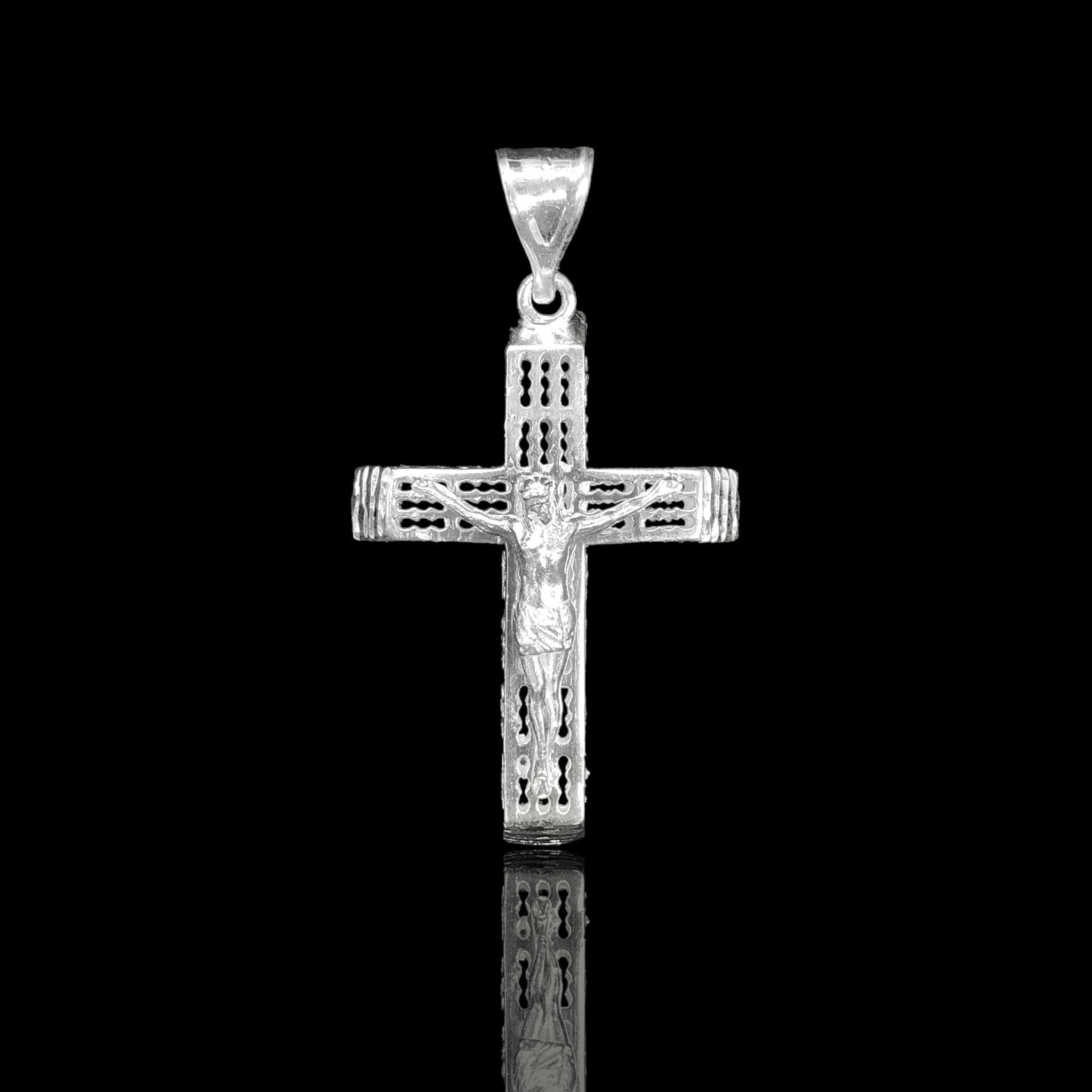 925 Sterling Silver Perforated Jesus Cross Pendant - Kuania 925 Sterling Silver