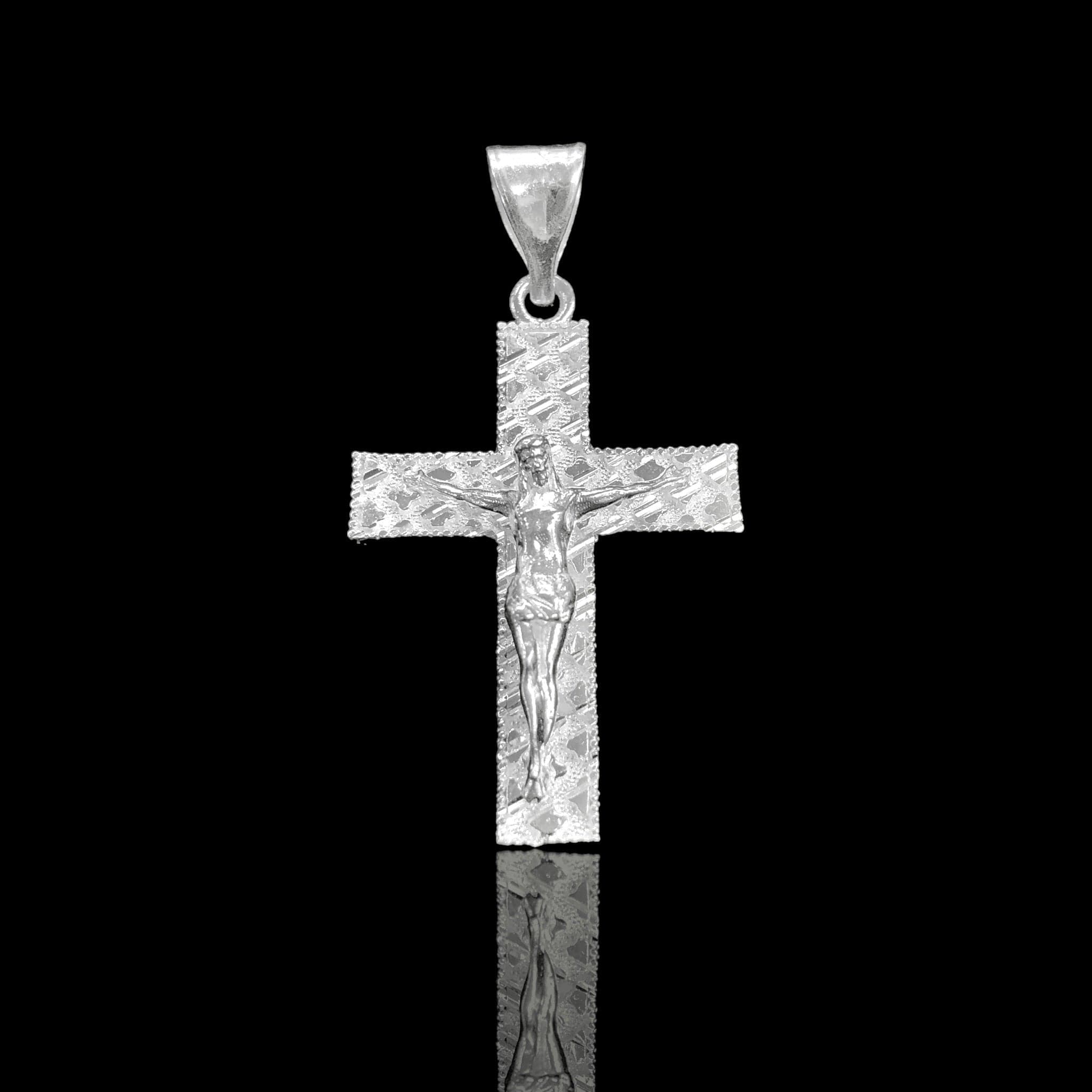 925 Sterling Silver Nugget Pattern Jesus Pendant - Kuania 925 Sterling Silver