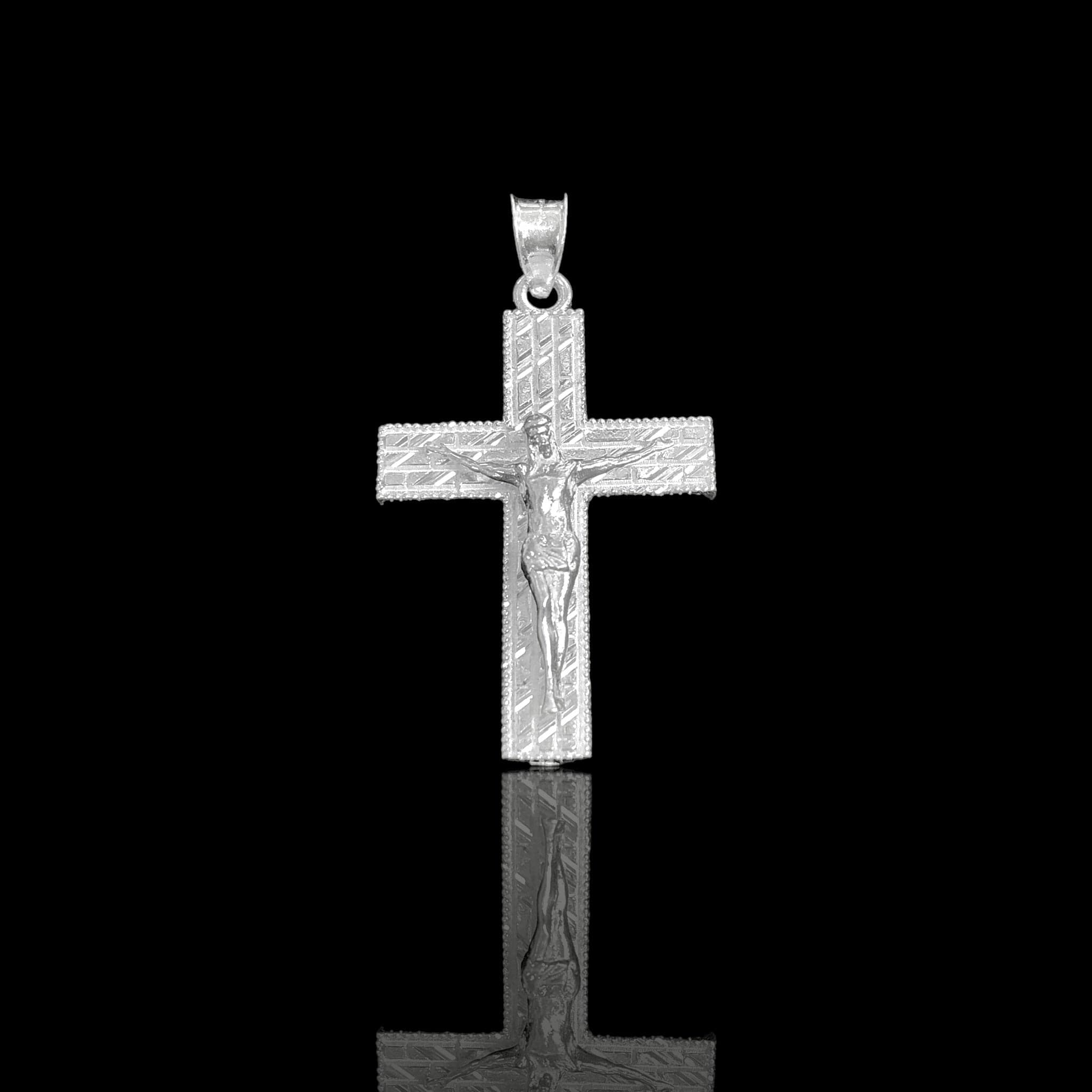 925 Sterling Silver Diamond-Cut Jesus Cross Pendant - Kuania 925 Sterling Silver