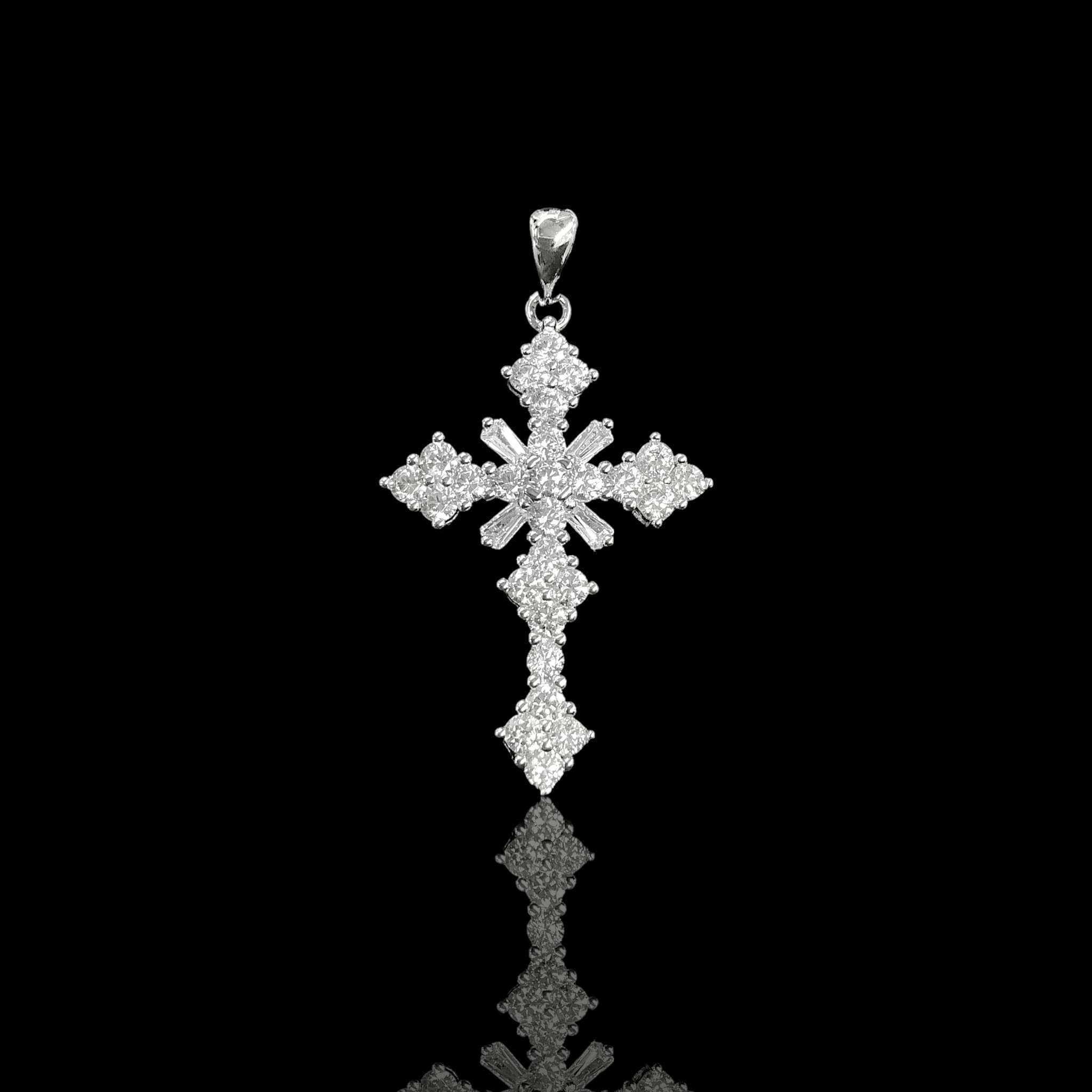 925 Sterling Silver Radiant CZ Cross Pendant - Kuania 925 Sterling Silver